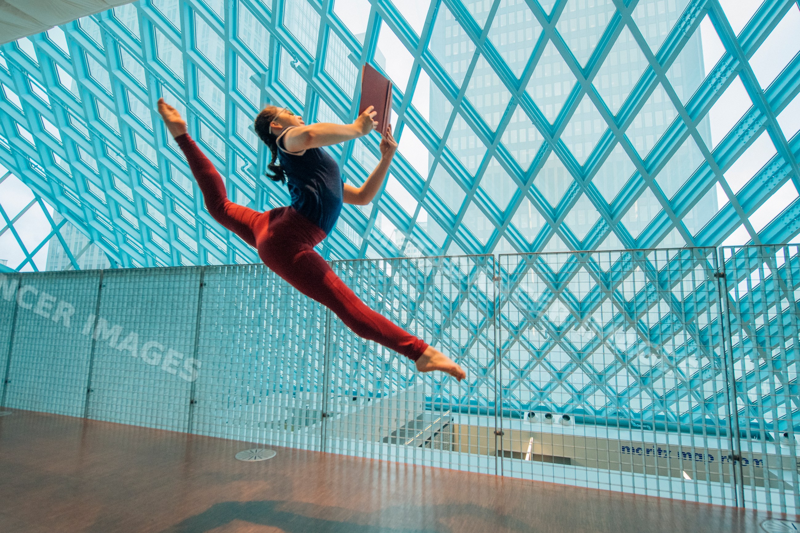 A dancer leaps gracefully