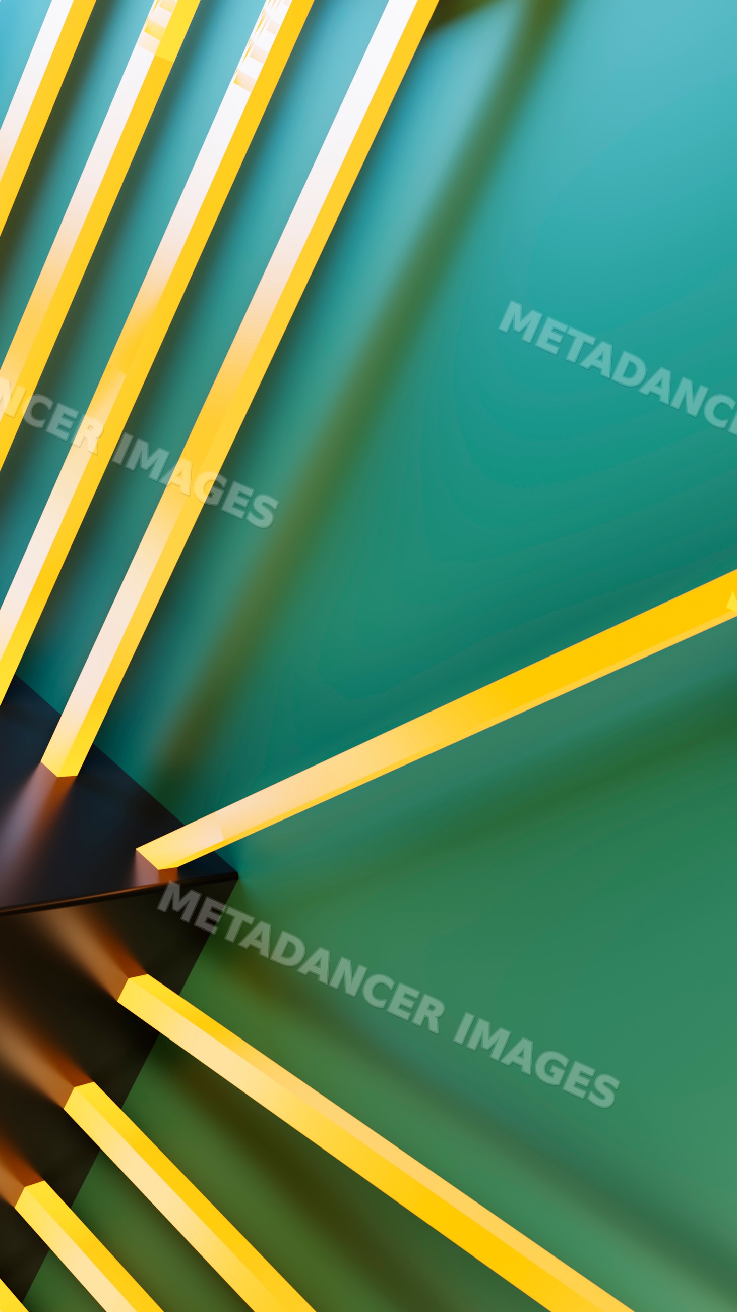 Modern abstract design with yellow bars and green background