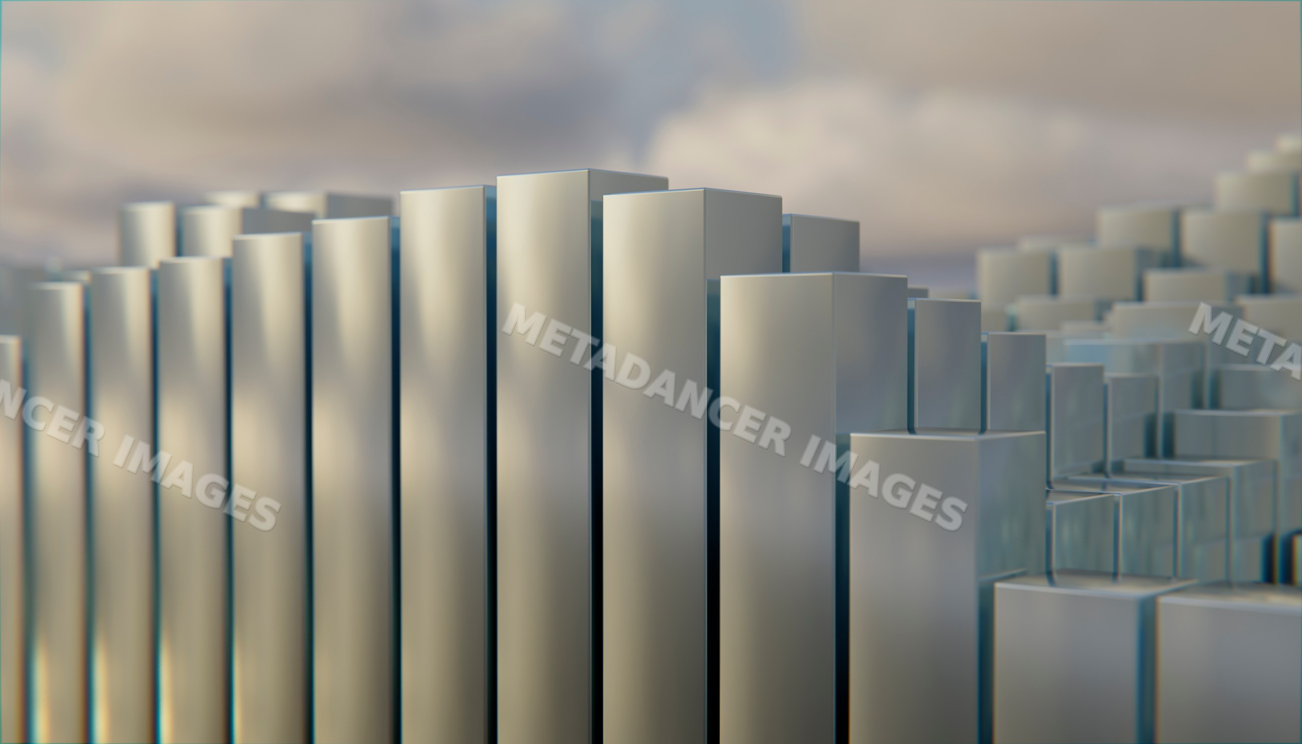 Close-up of vertically arranged metal pipes with varied heights