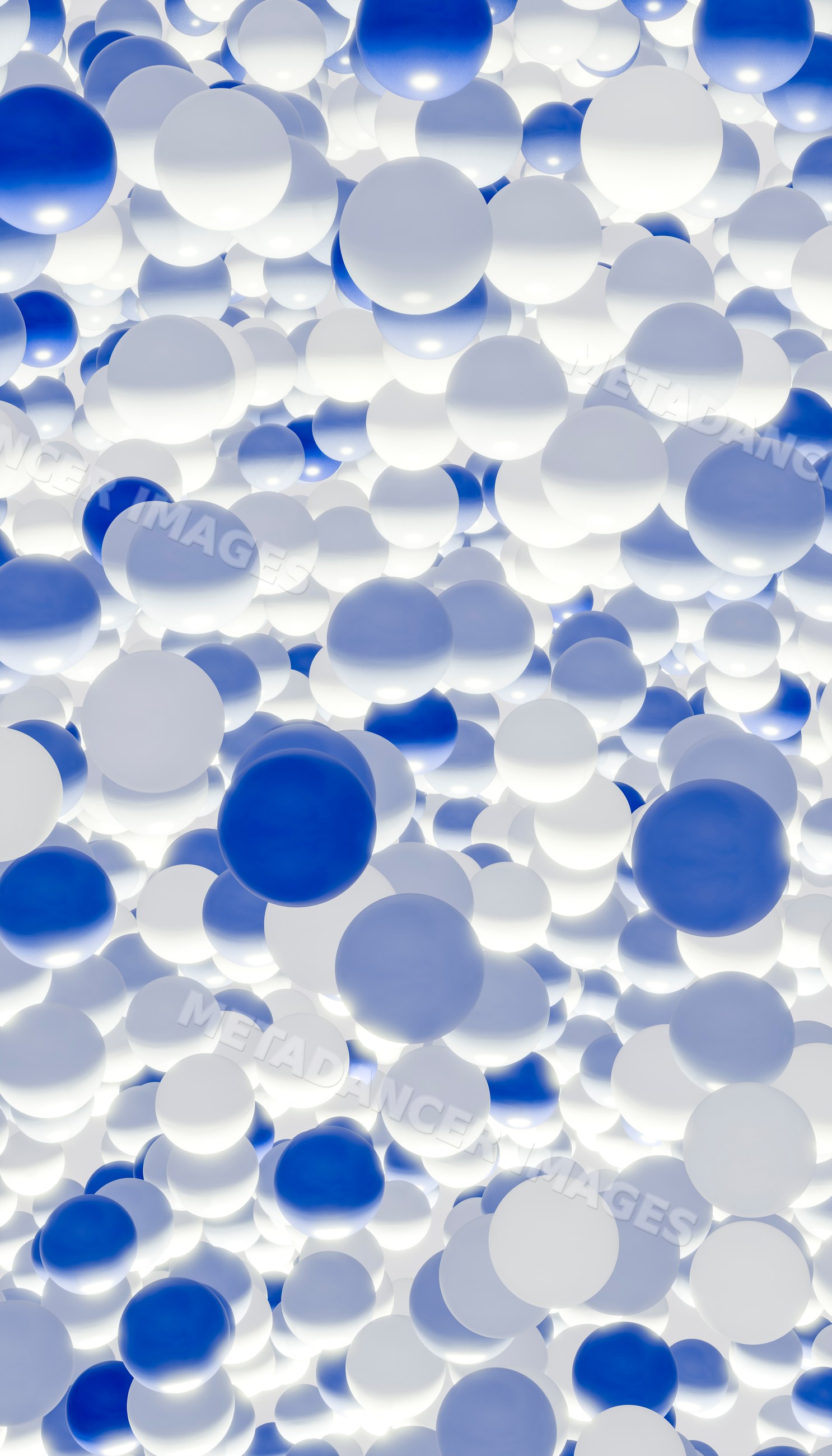 Glowing blue and white spheres clustered