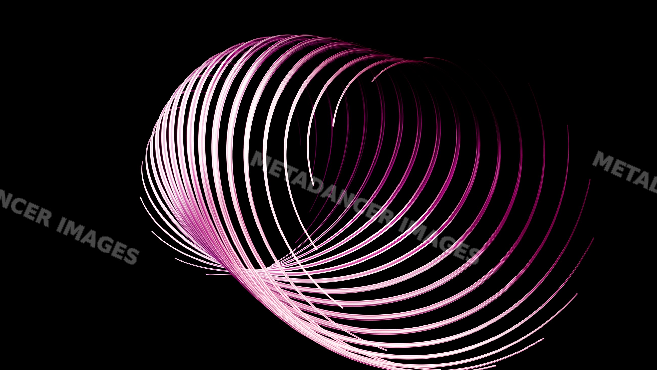 Abstract pink light trails curving dynamically on dark background