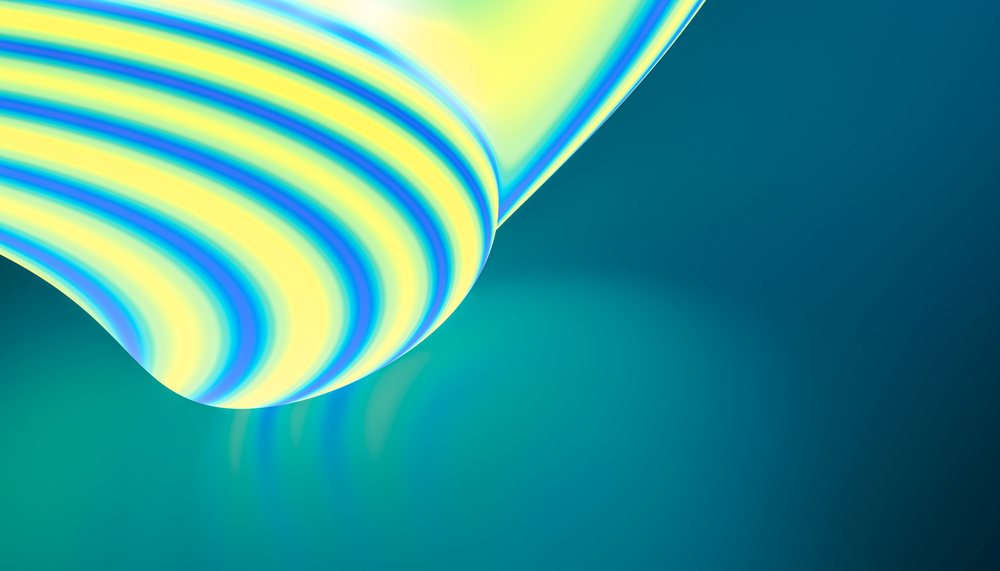 Colorful abstract digital art with smooth curved yellow and blue