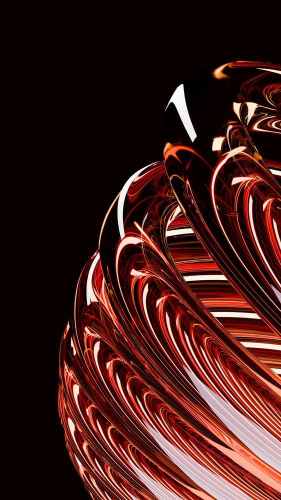 Abstract glossy red and orange spiral digital illustration