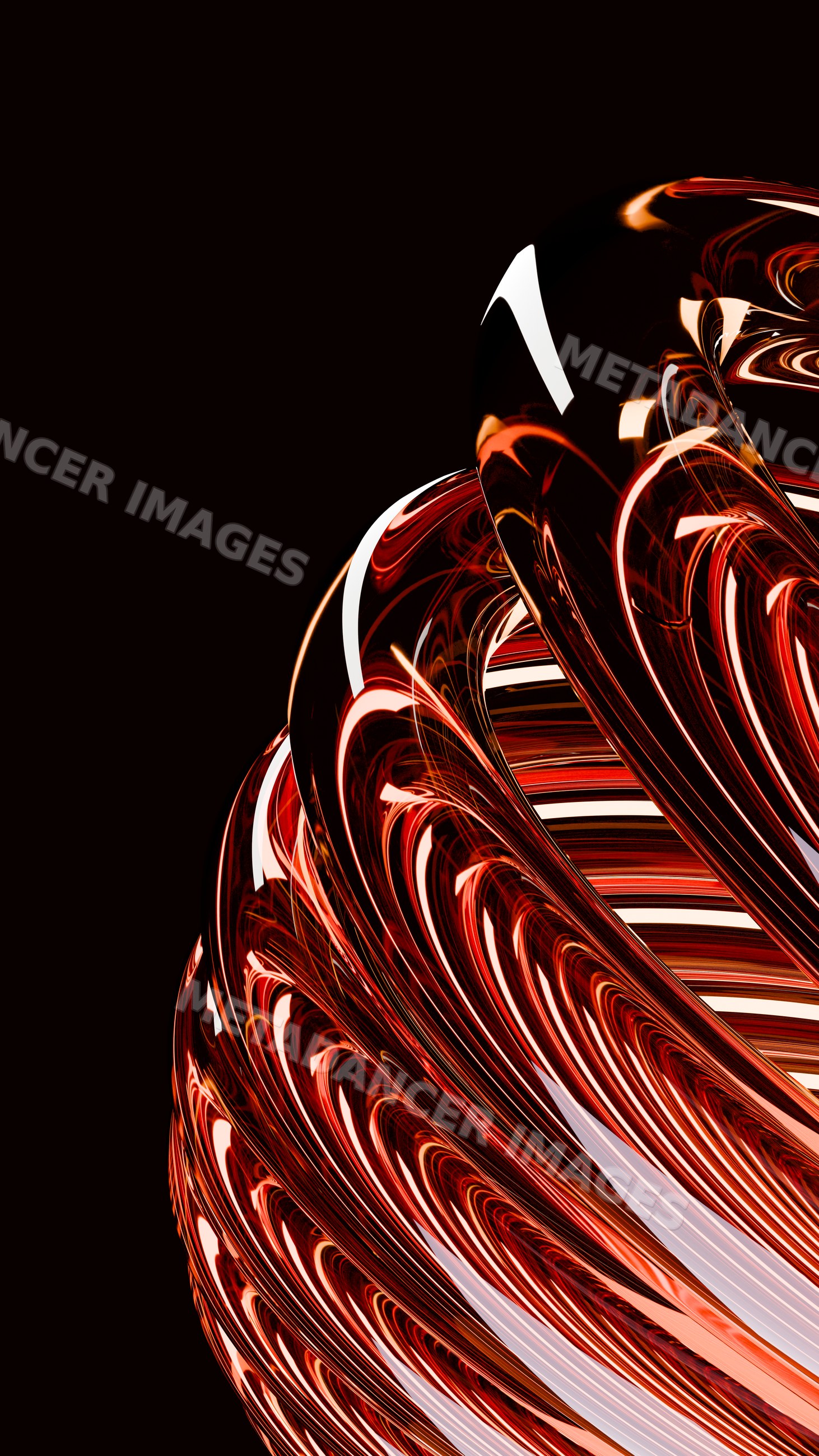 Abstract glossy red and orange spiral digital illustration