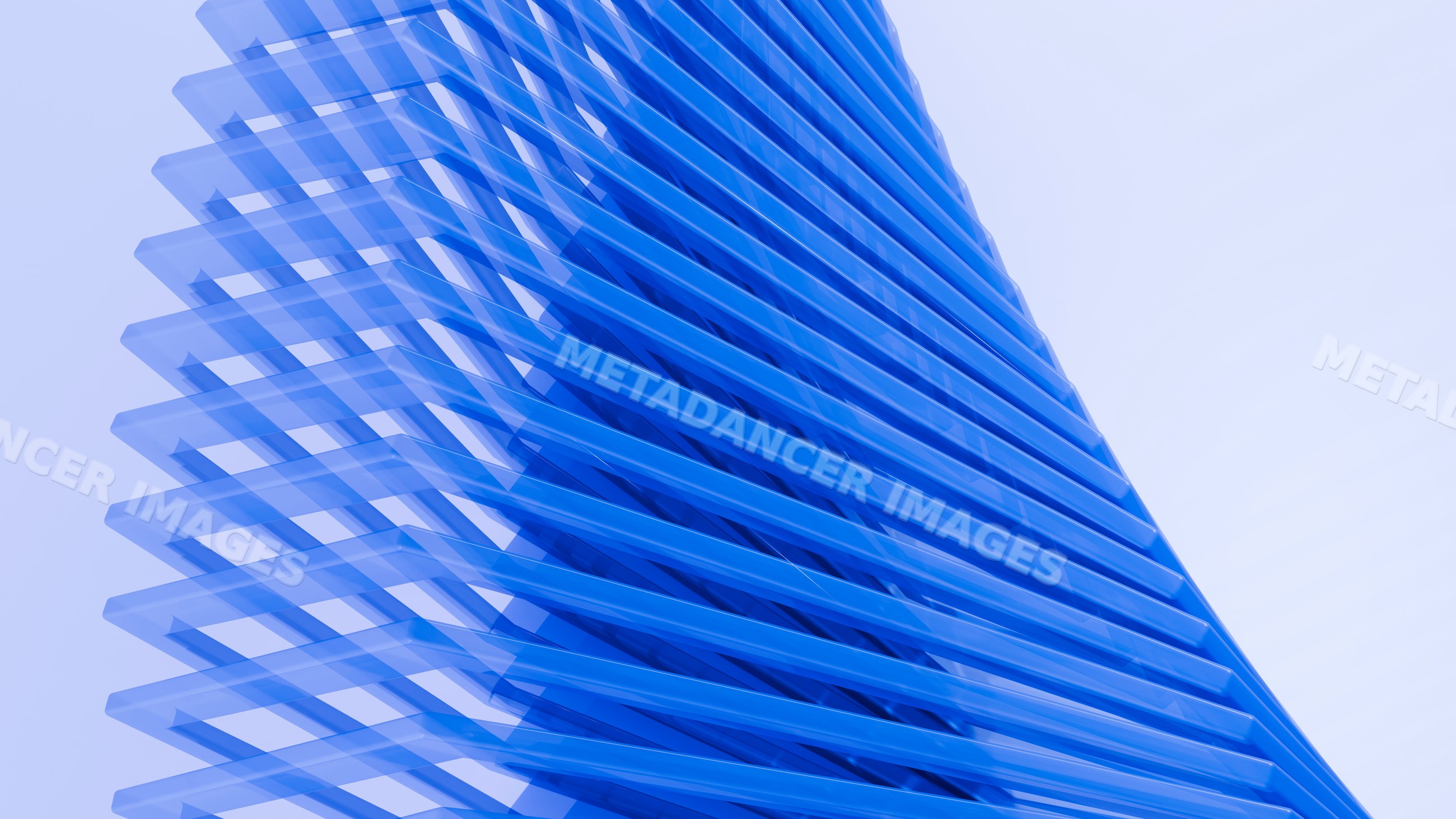 Blue modern architectural structure with repetitive geometric pattern