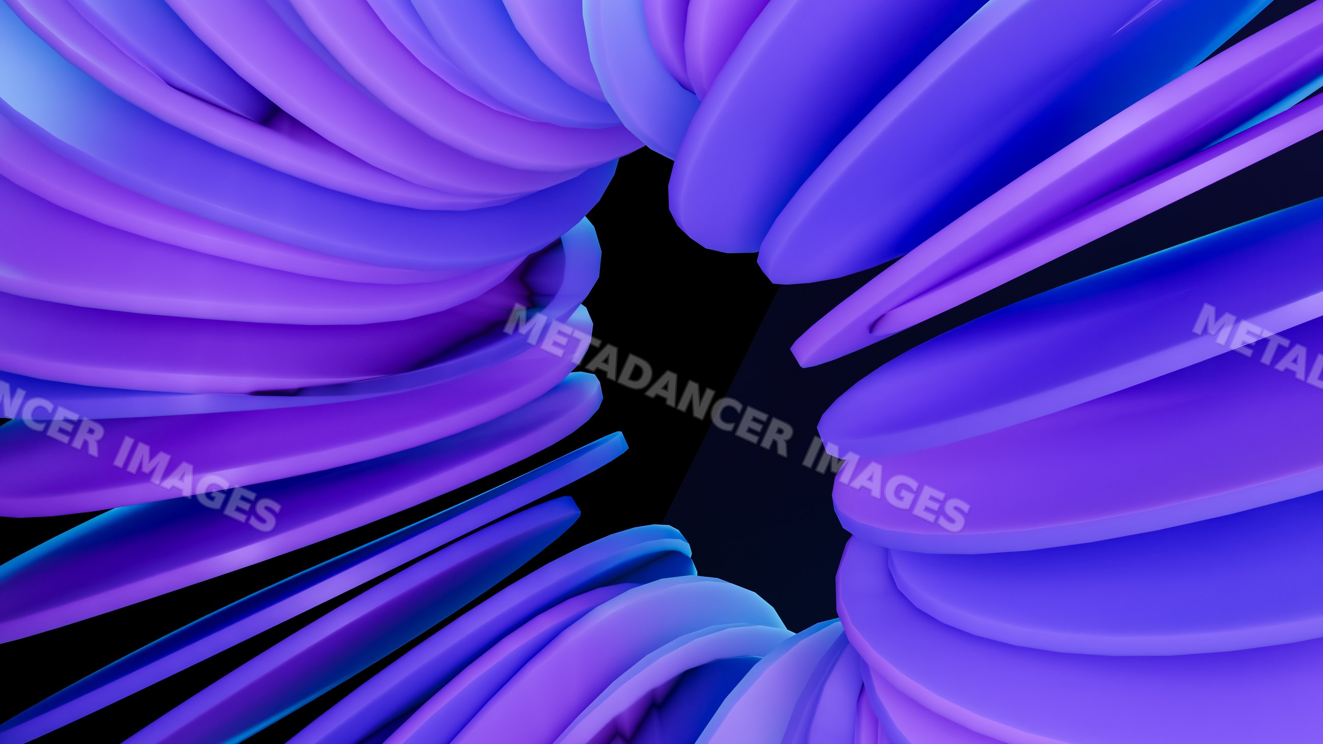 Abstract 3d rendering of smooth blue and purple shapes