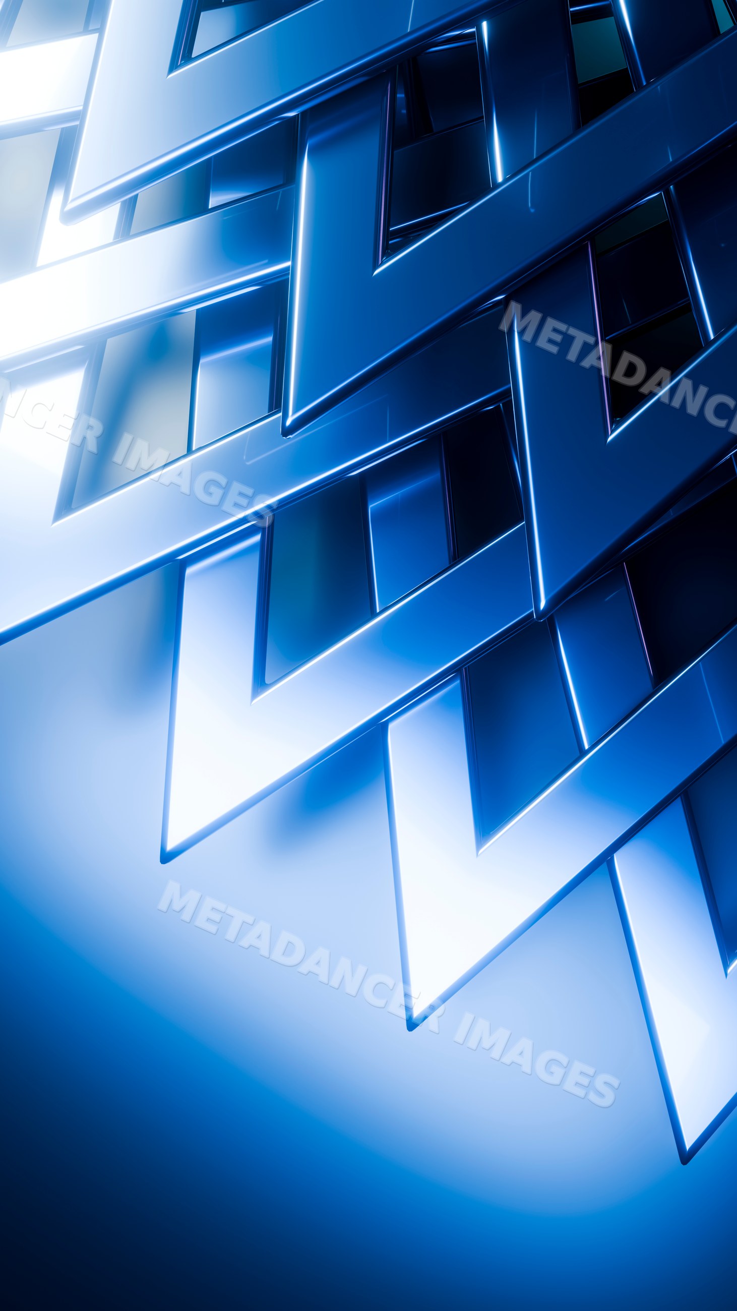 Blue geometric shapes forming shiny modern abstract pattern