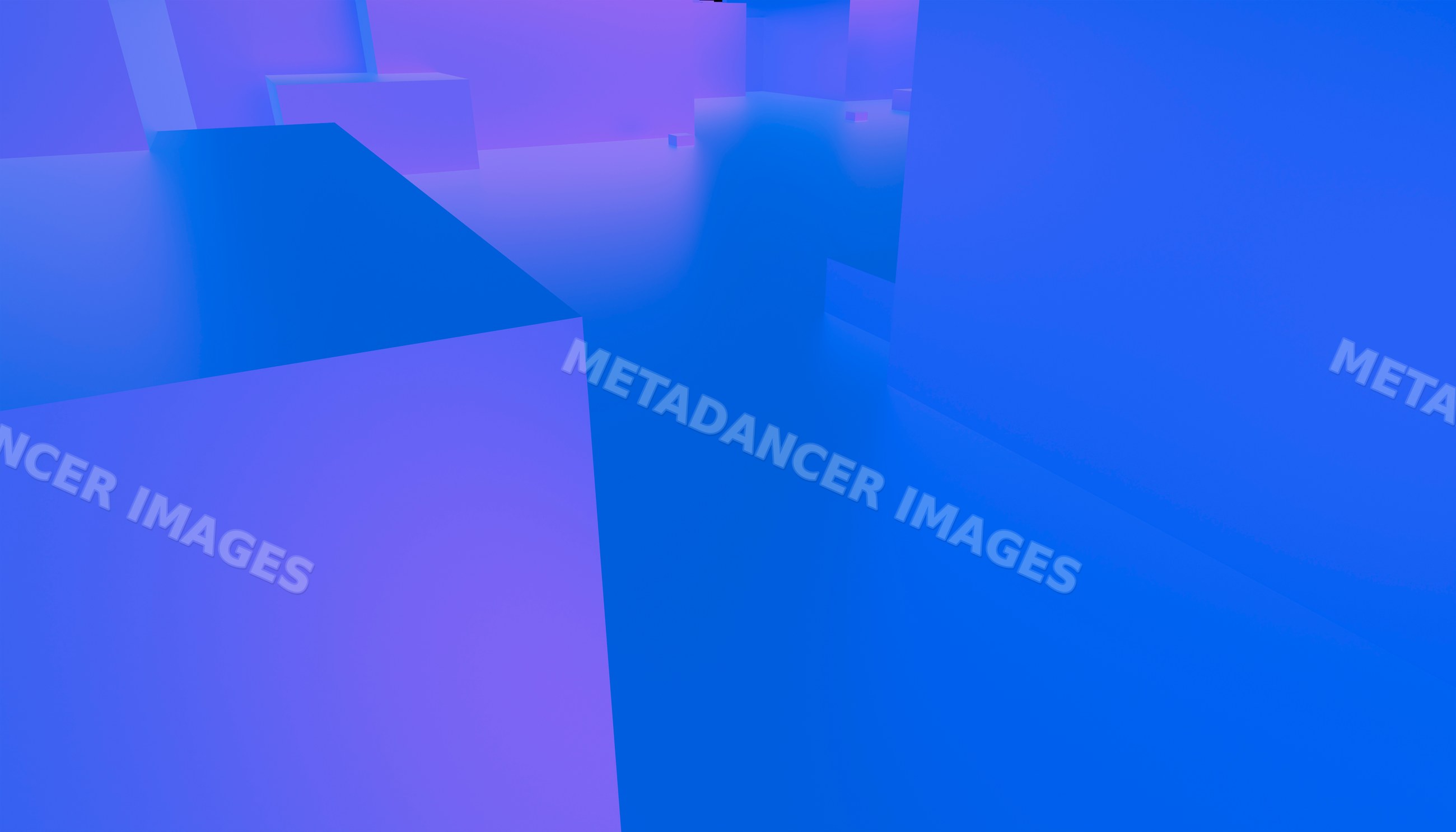 Blue abstract geometric composition with cubic blocks and gradient