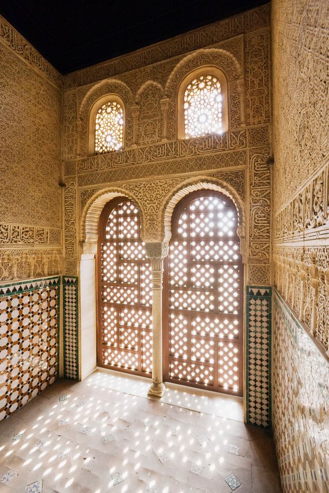 Interior of casa real with decorative arches, andalucia
