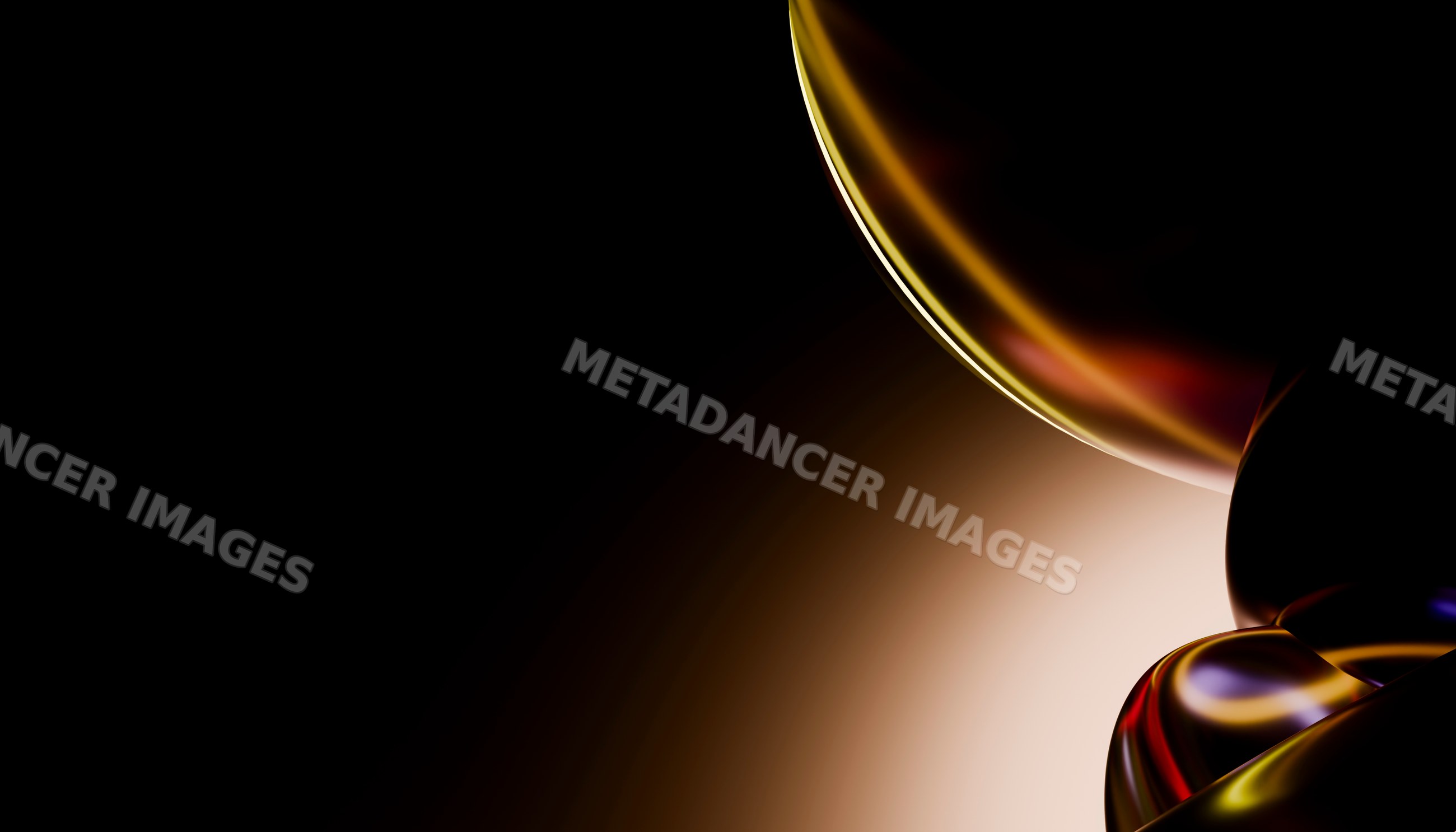 Abstract glossy spheres with colorful reflections on dark background