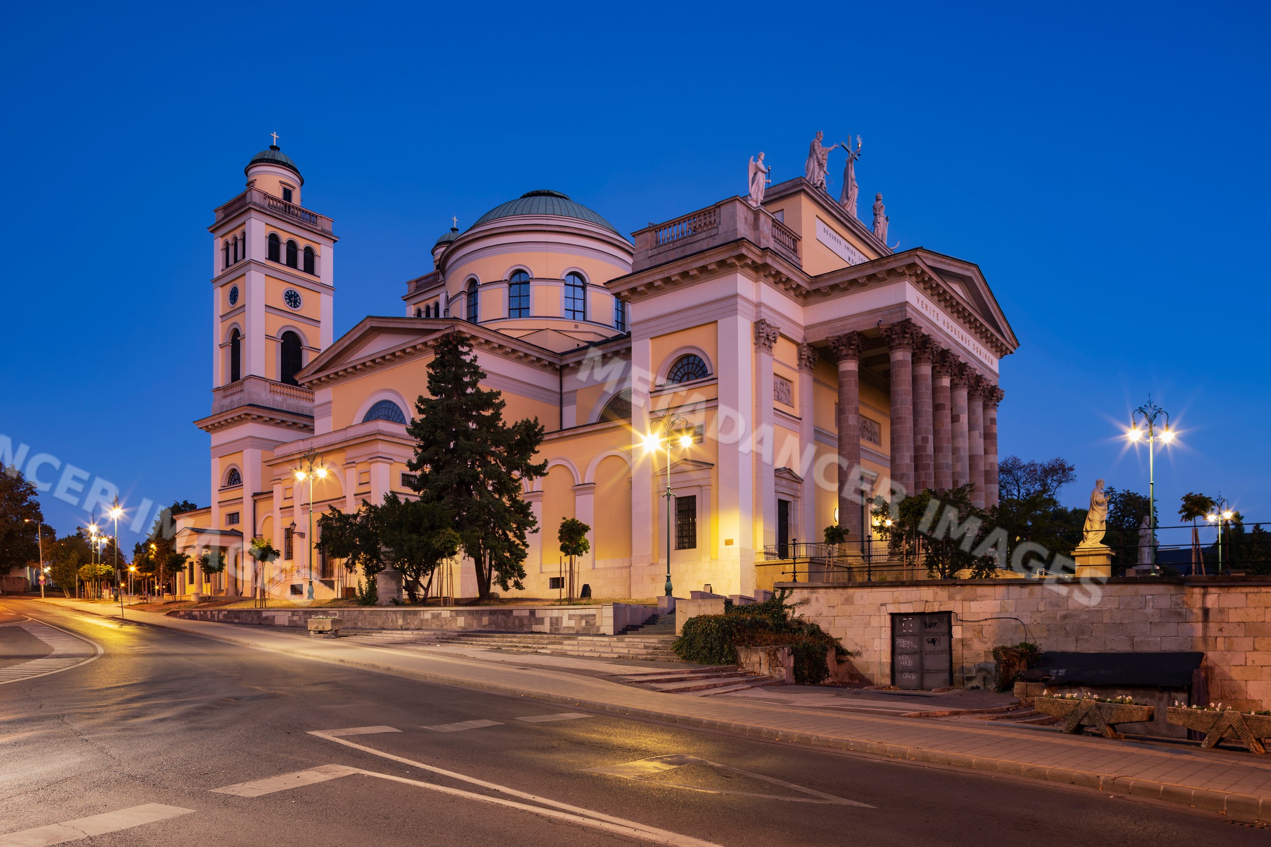 Cathedral basilica of st john the apostle in Eger Hungary at dawn