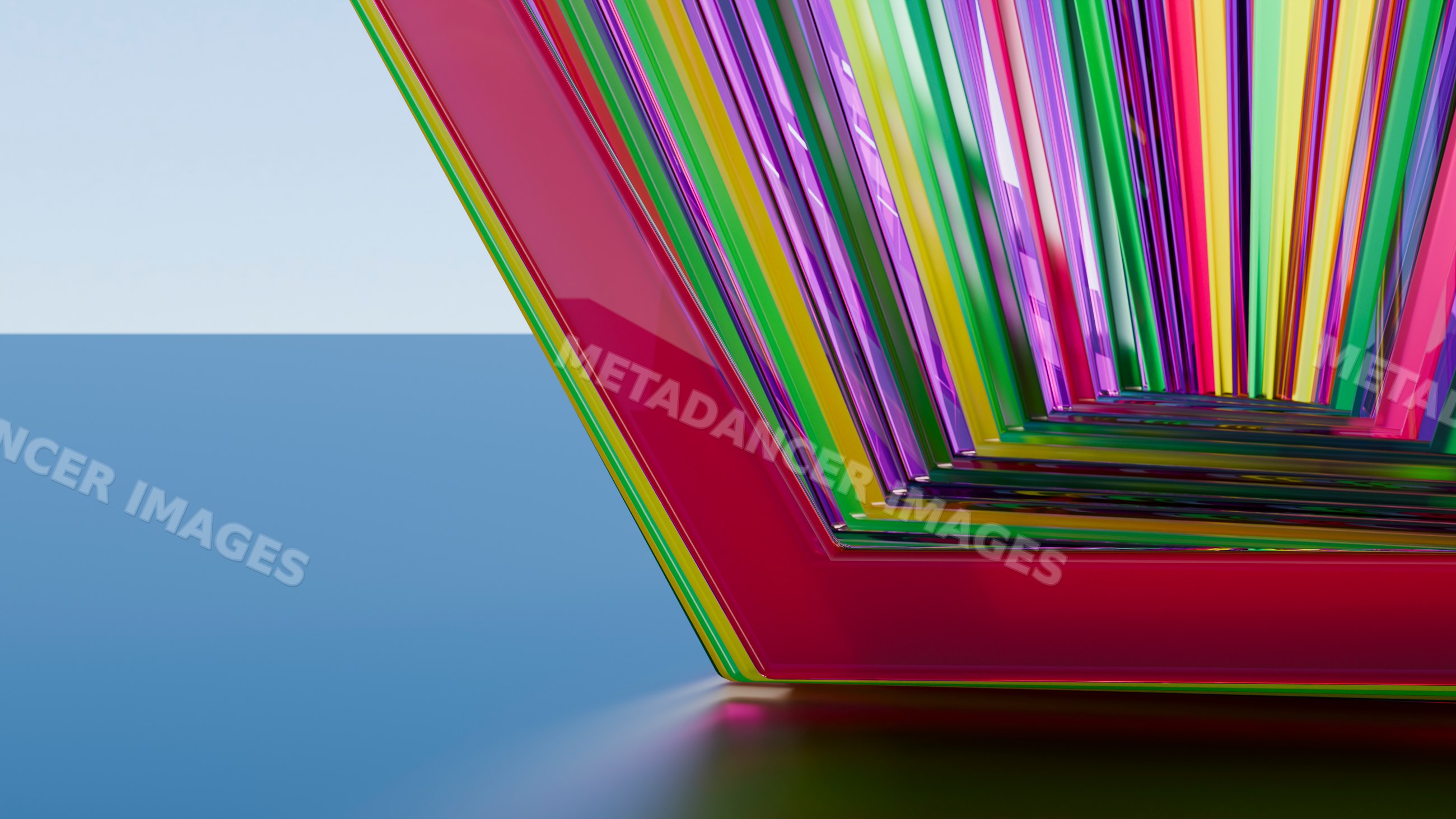 Colorful abstract pattern of shiny triangular shapes in perspective