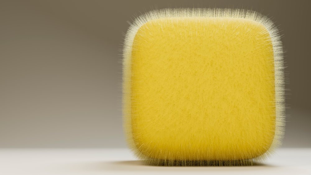 Yellow fuzzy square with rounded corners digital illustration