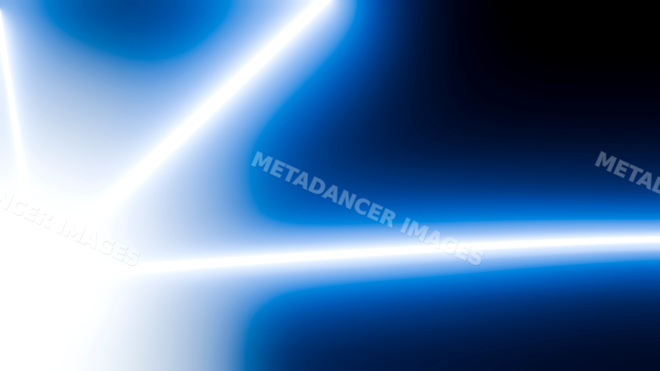 Glowing blue and white light beams crossing in dark background