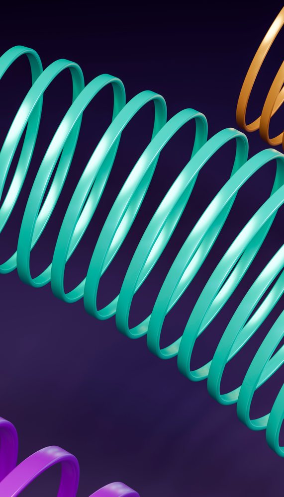 Colorful coiled springs abstract 3d illustration
