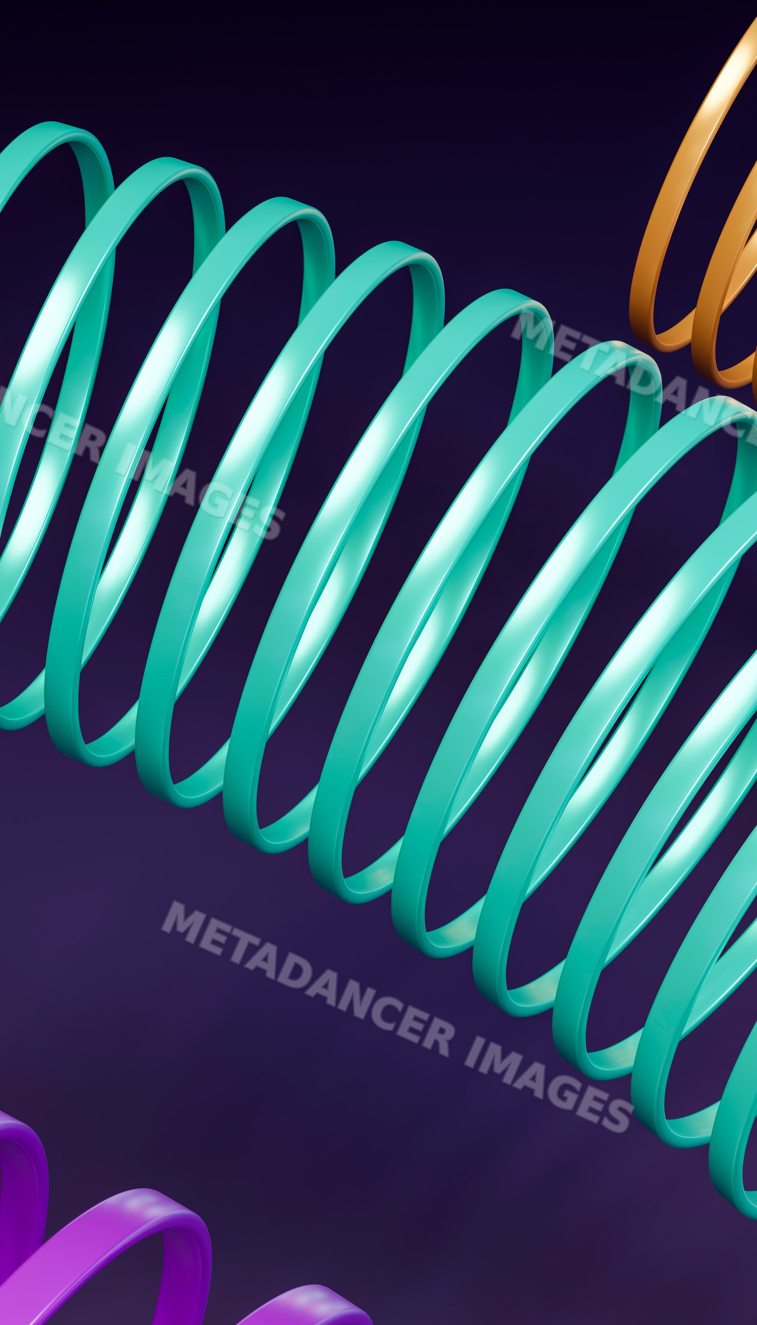 Colorful coiled springs abstract 3d illustration