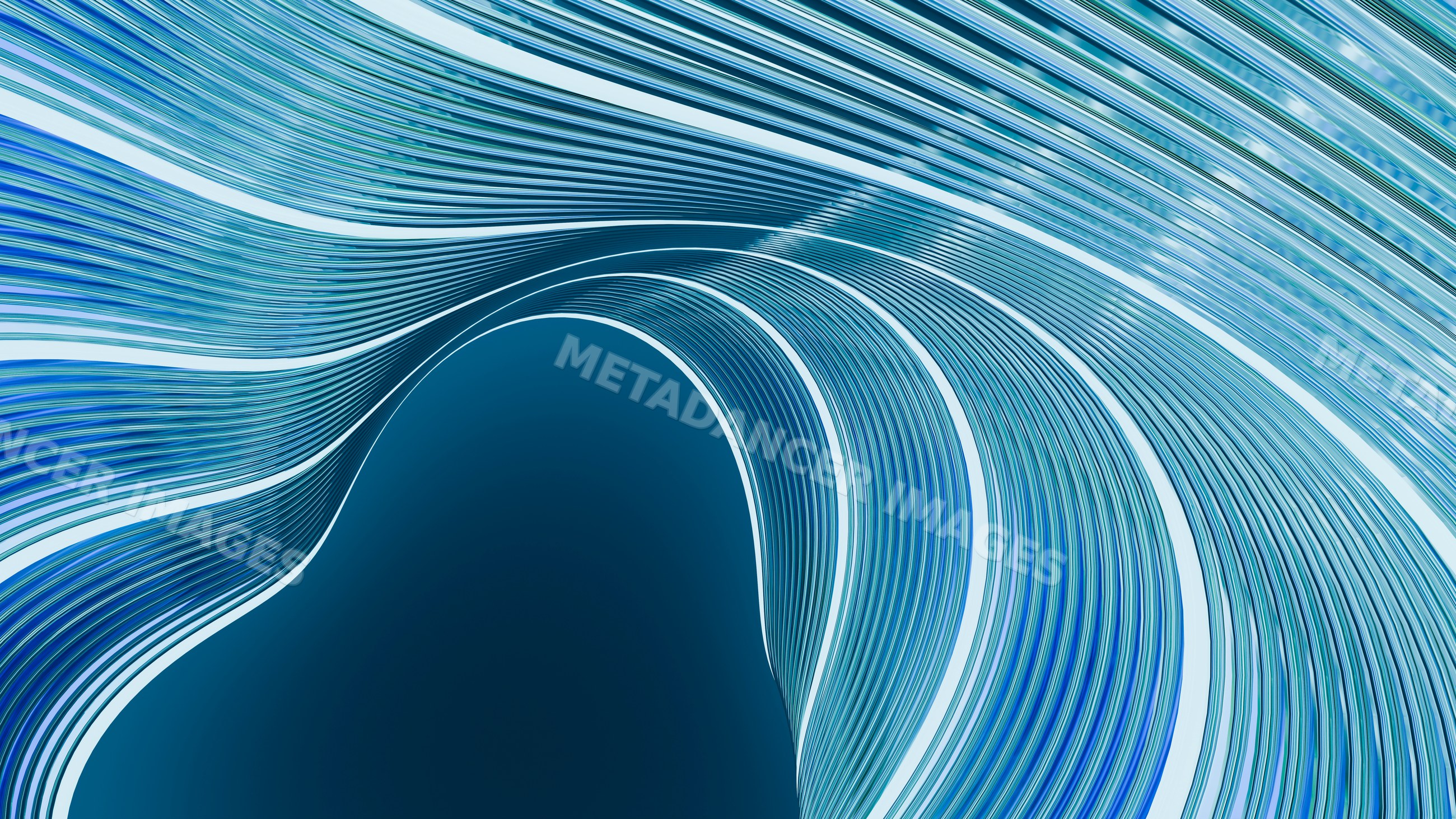 Abstract flowing blue wave pattern with smooth curved ribbon lines