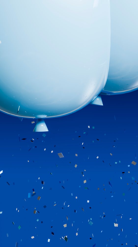 Blue balloons with confetti for celebration