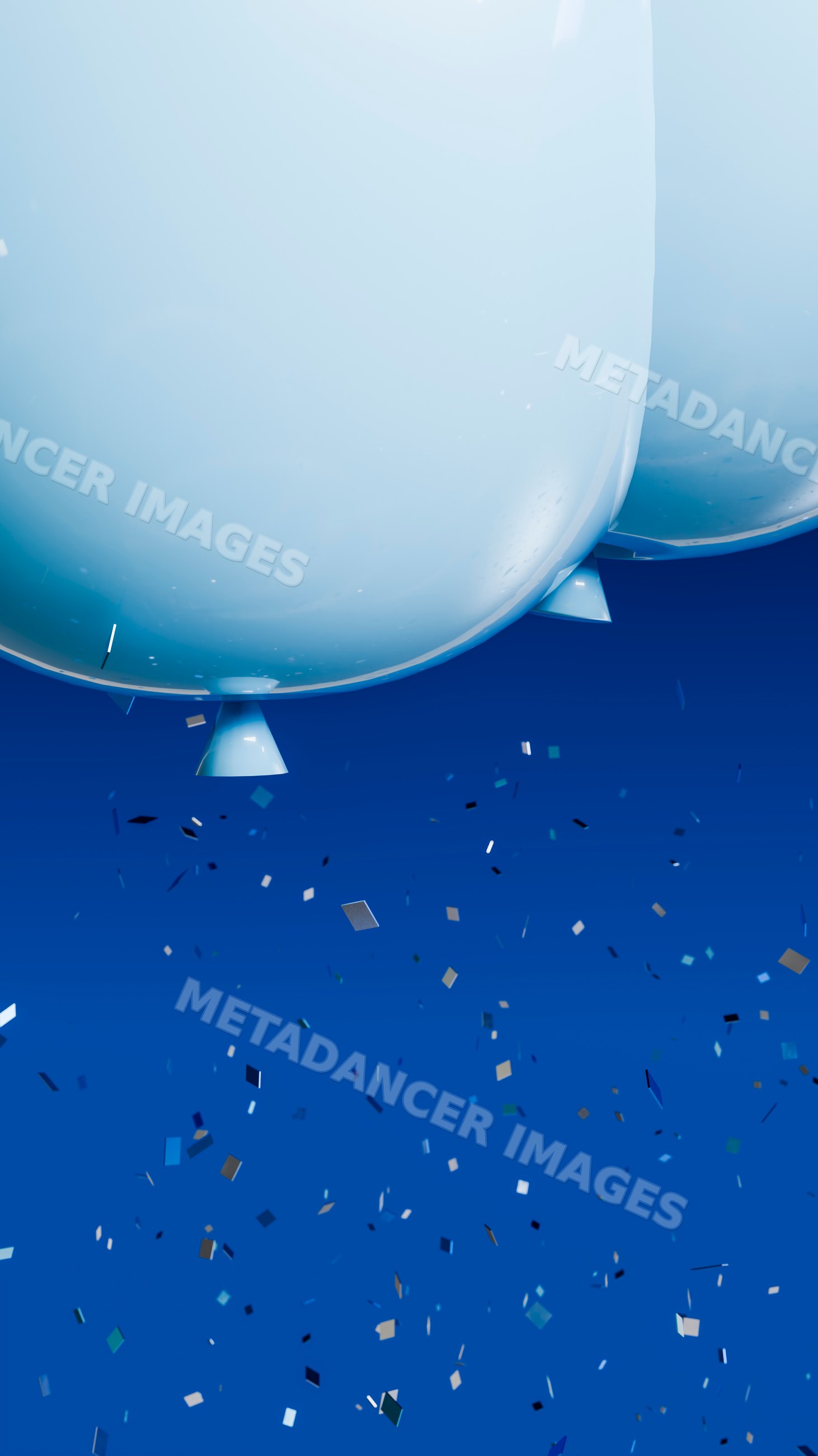Blue balloons with confetti for celebration