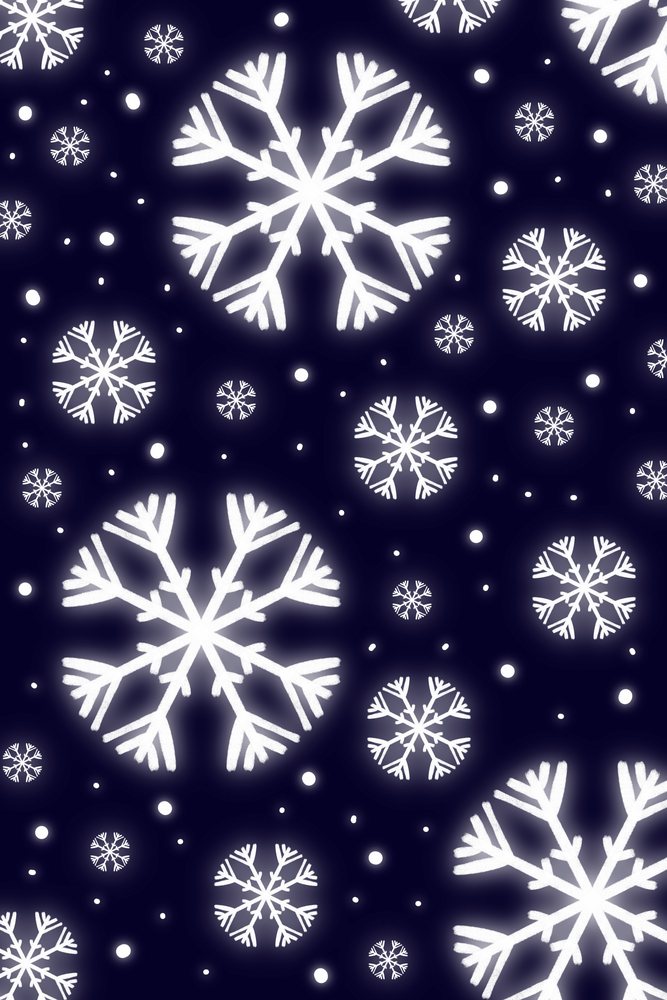 Digital illustration of white snowflakes falling in winter weather