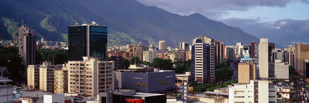 Skyline of caracas city with mountains in the background