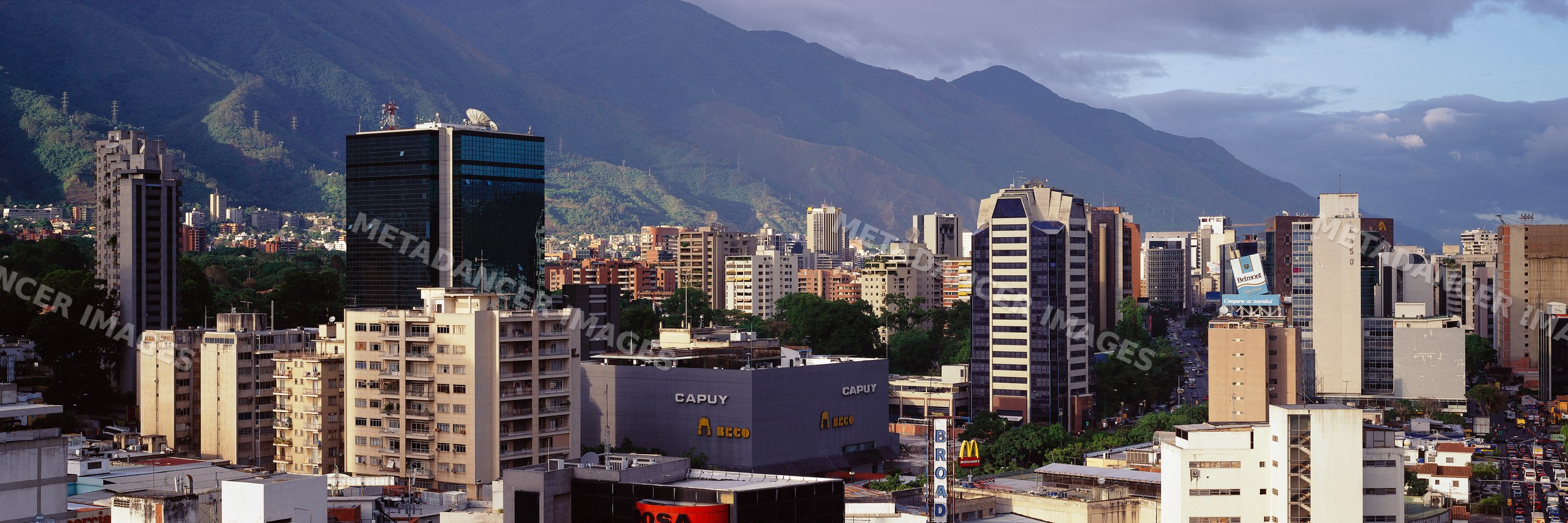 Skyline of caracas city with mountains in the background