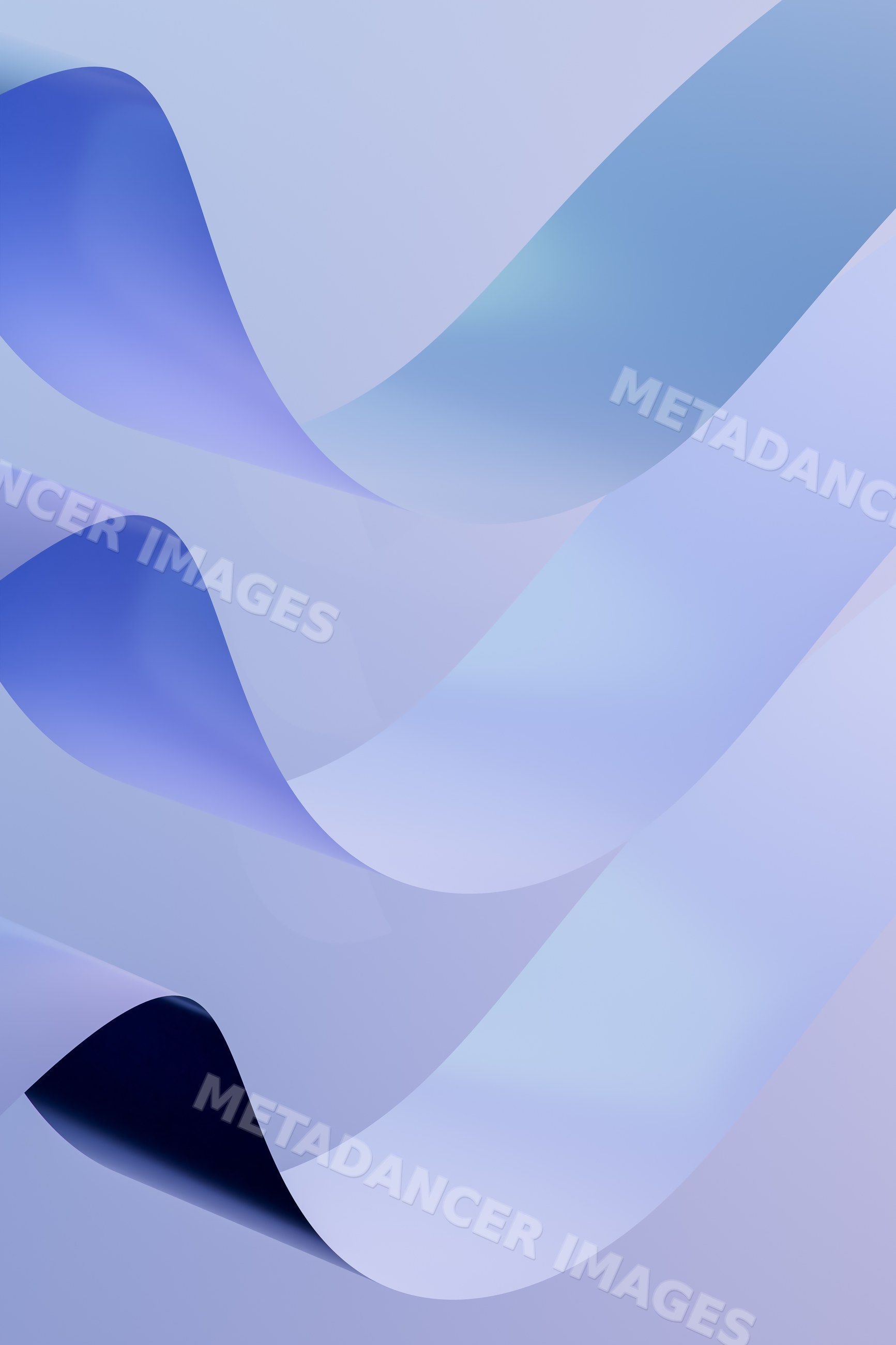 Abstract flowing curved blue ribbons digital render background