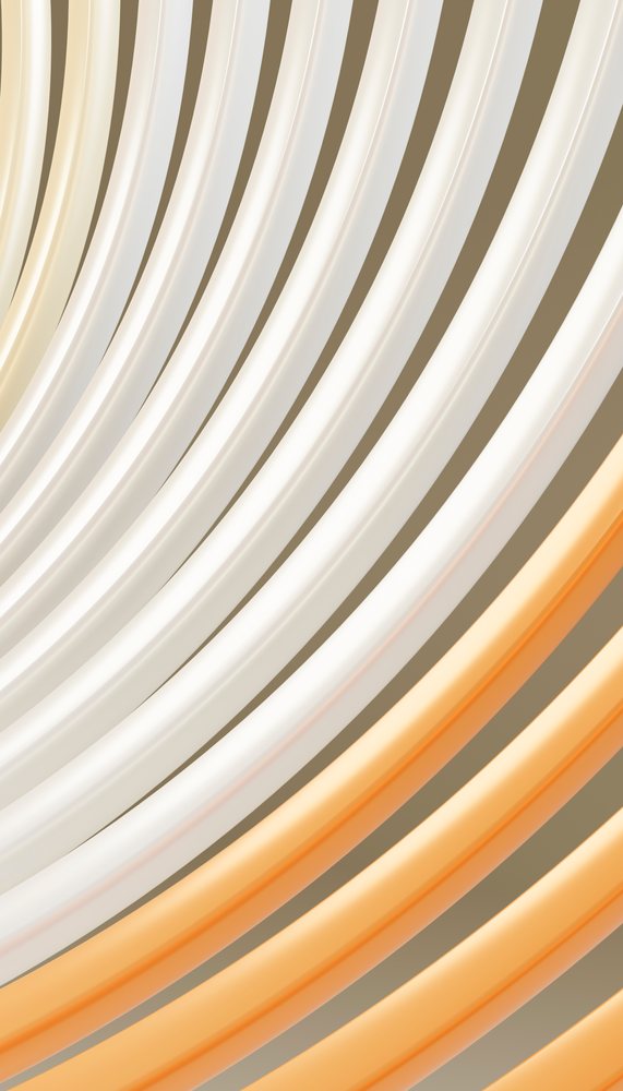 Abstract flowing pattern of curved orange and white tubes