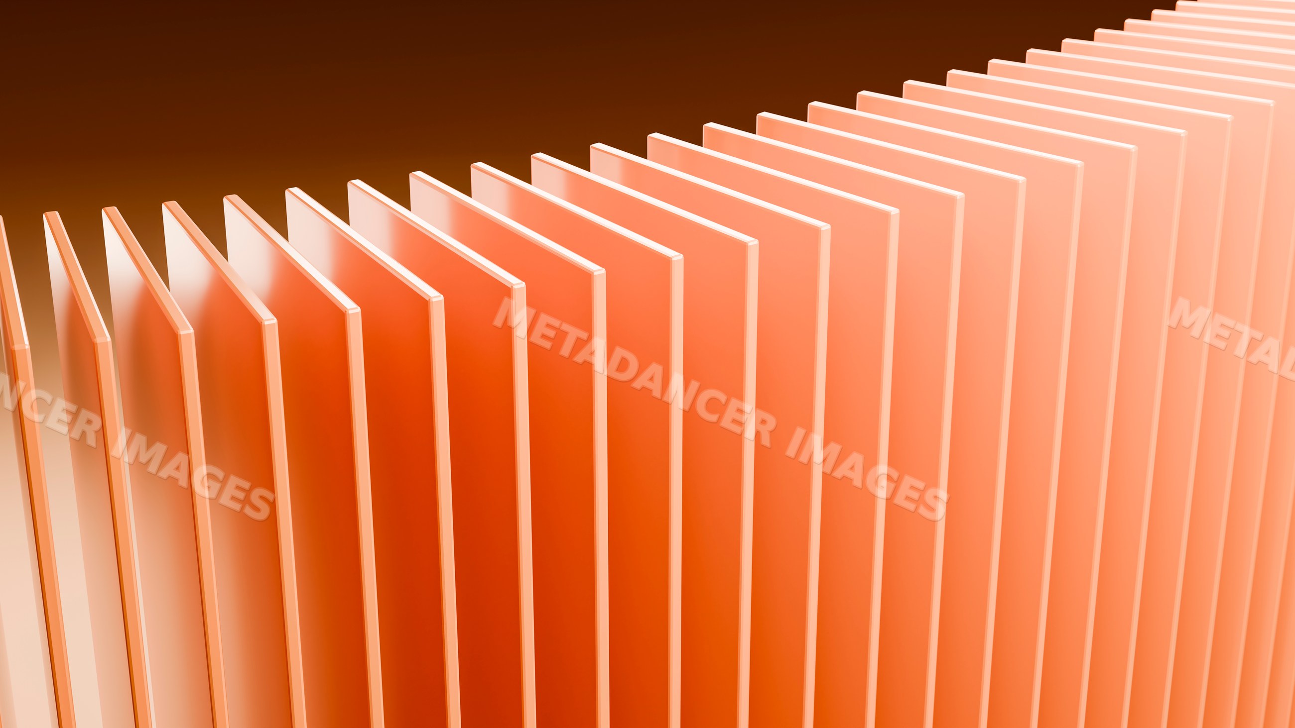 Orange 3d panels arranged in repetitive rows in an abstract design