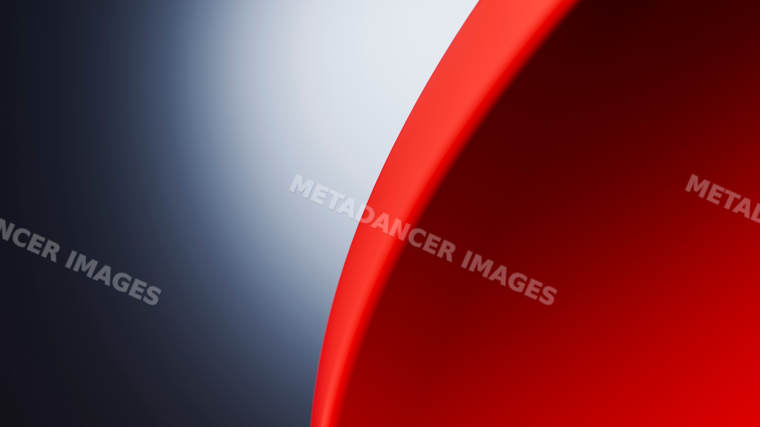 Abstract digital illustration with red curved shape on blue gradient