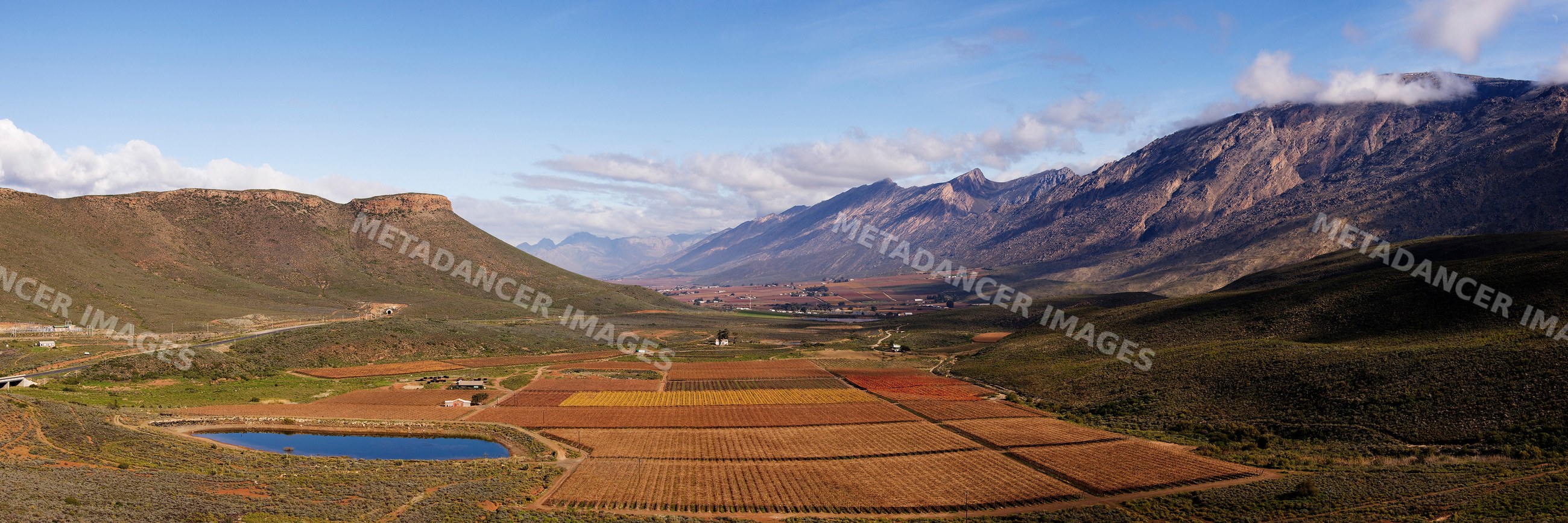 Hex river valley vineyards and mountains