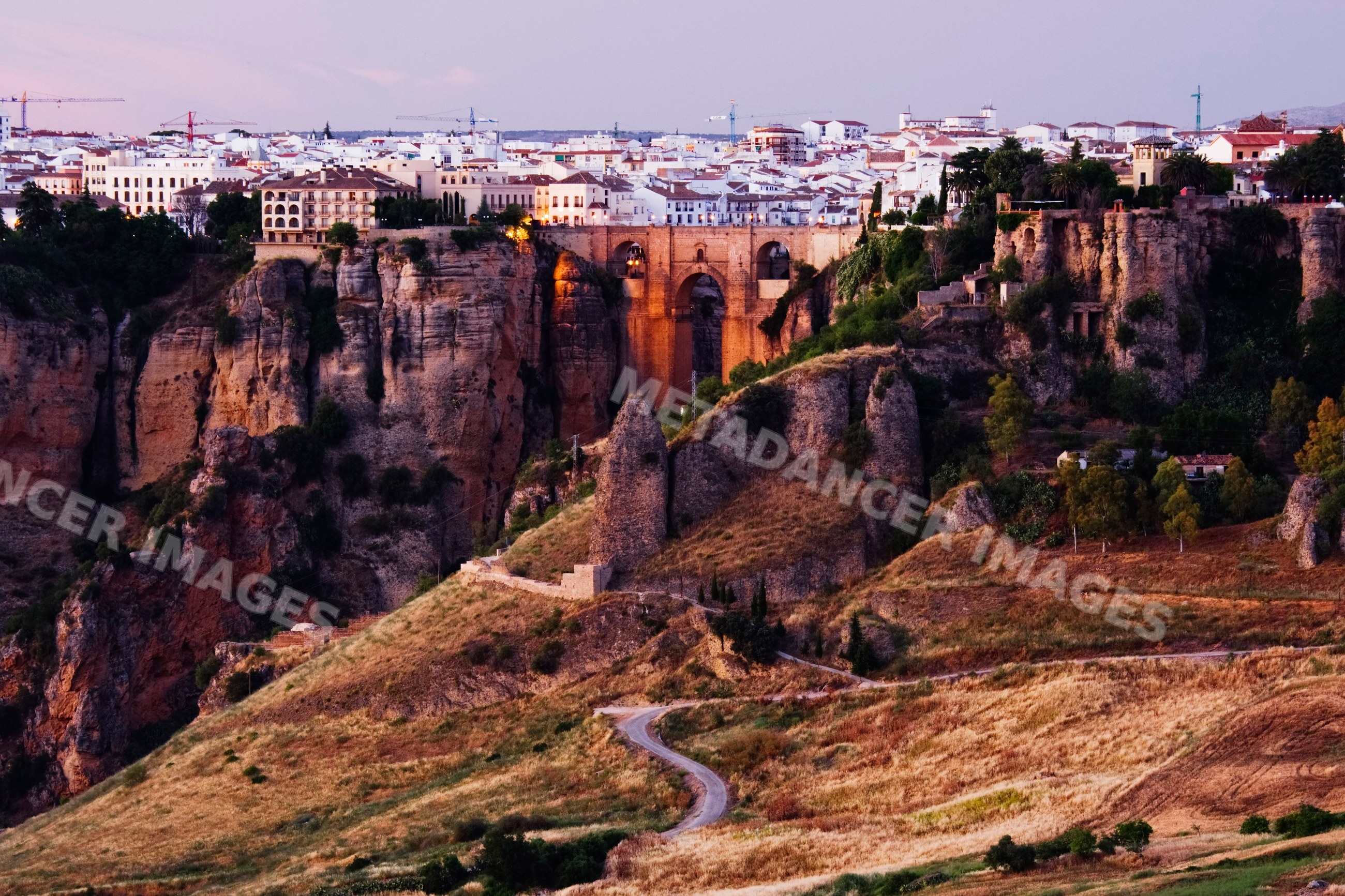 Ronda cityscape with puente nuevo bridge spanning gorge Spain