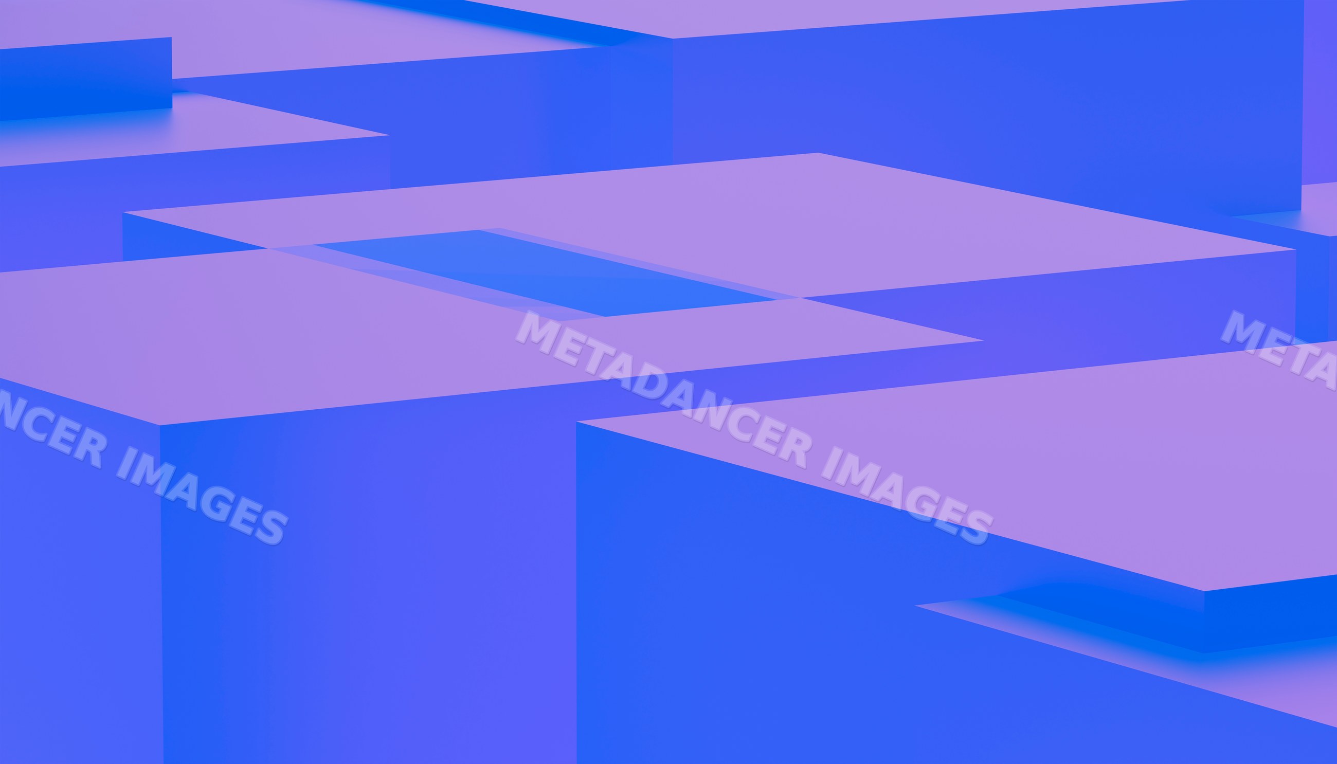 Abstract 3d composition of blue and purple geometric cubes