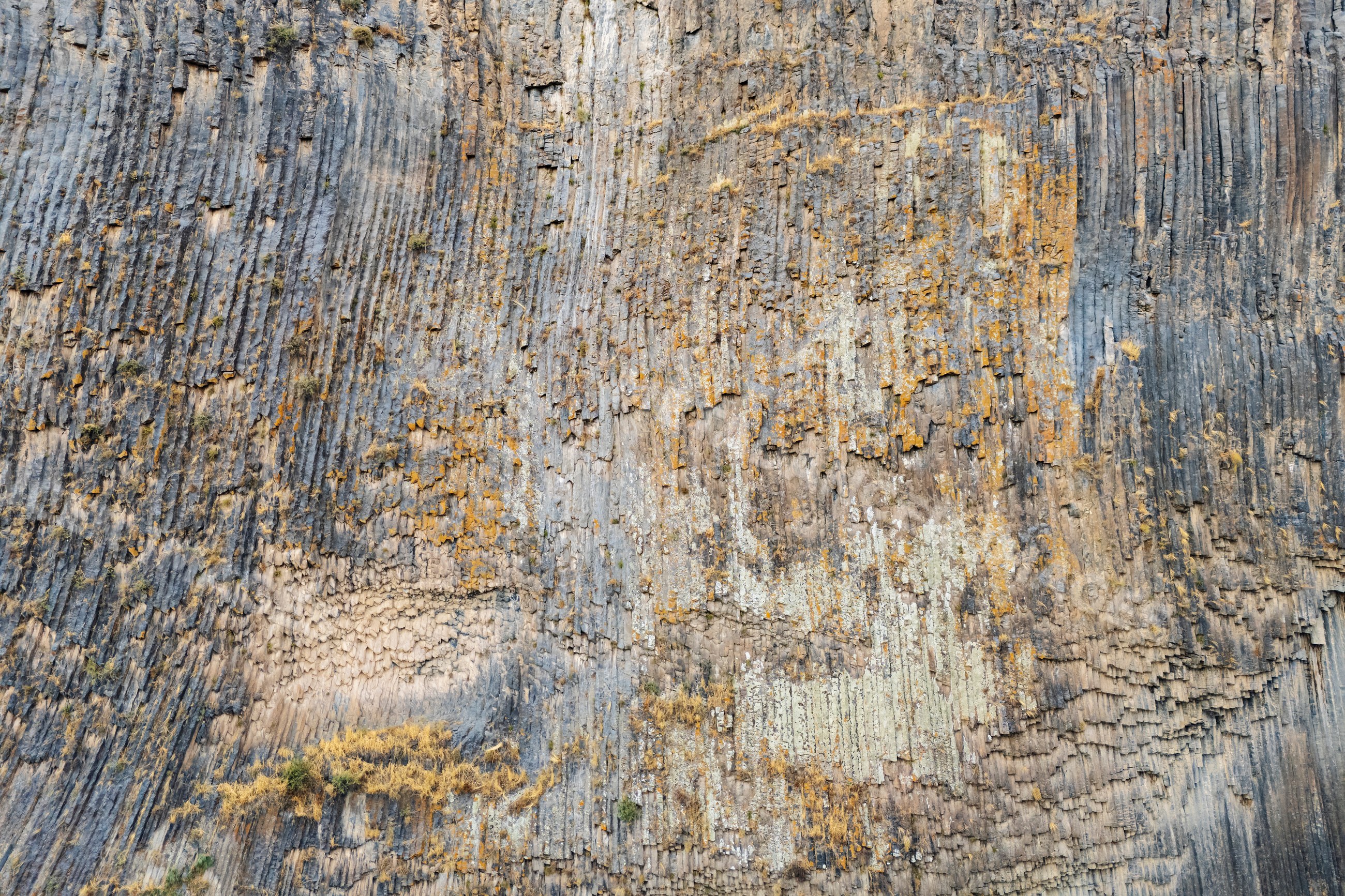 Basalt columns rock formation at Garni Gorge below garni temple