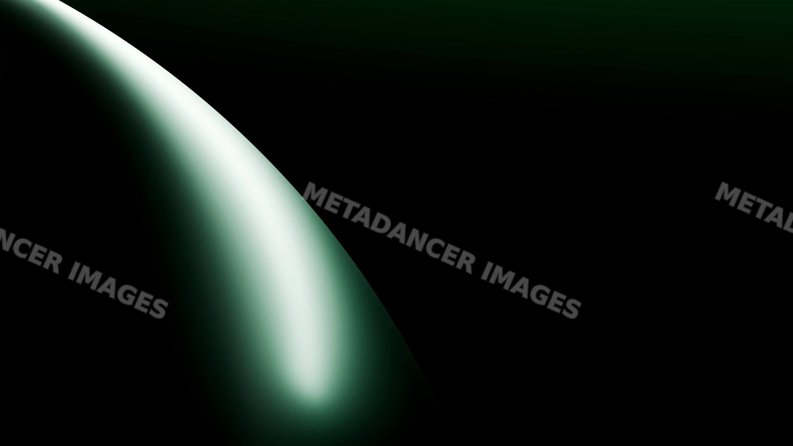 Abstract curved green shape with gradient on dark background