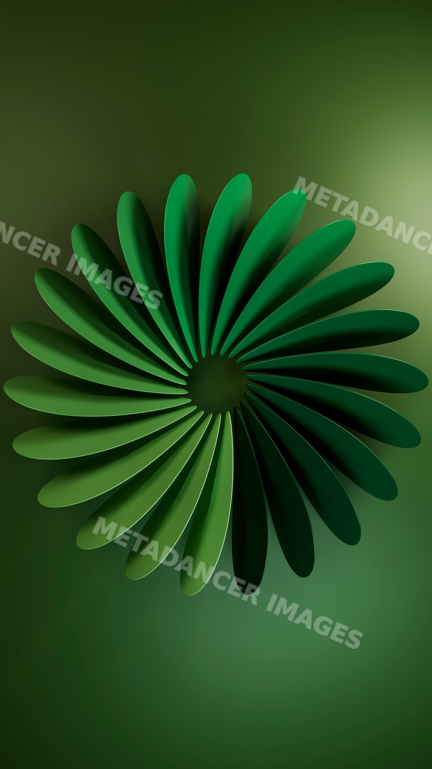 Abstract green spiral pattern with symmetrical curved shapes