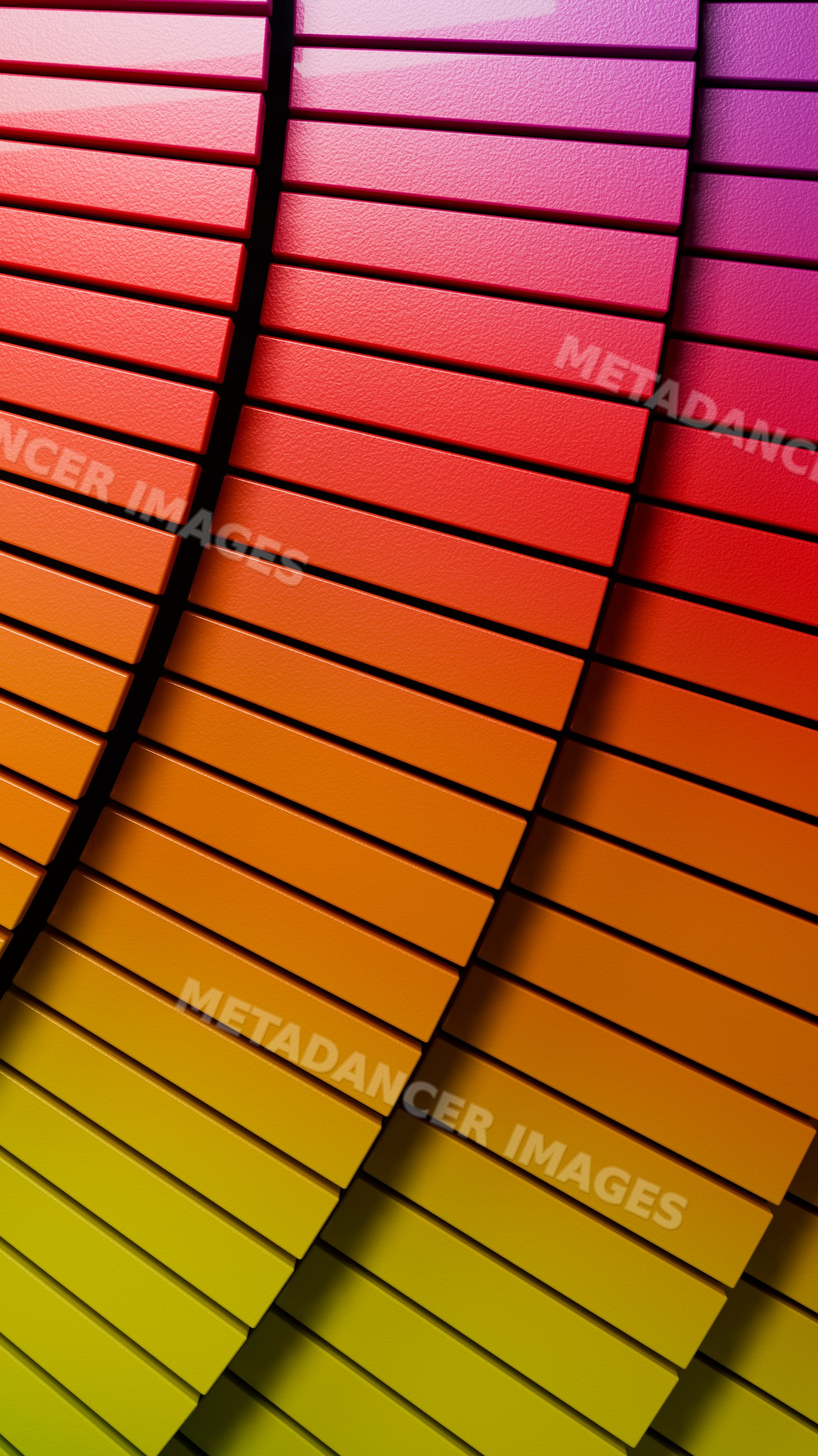 Curved rows of colorful paint swatches displaying gradient tones