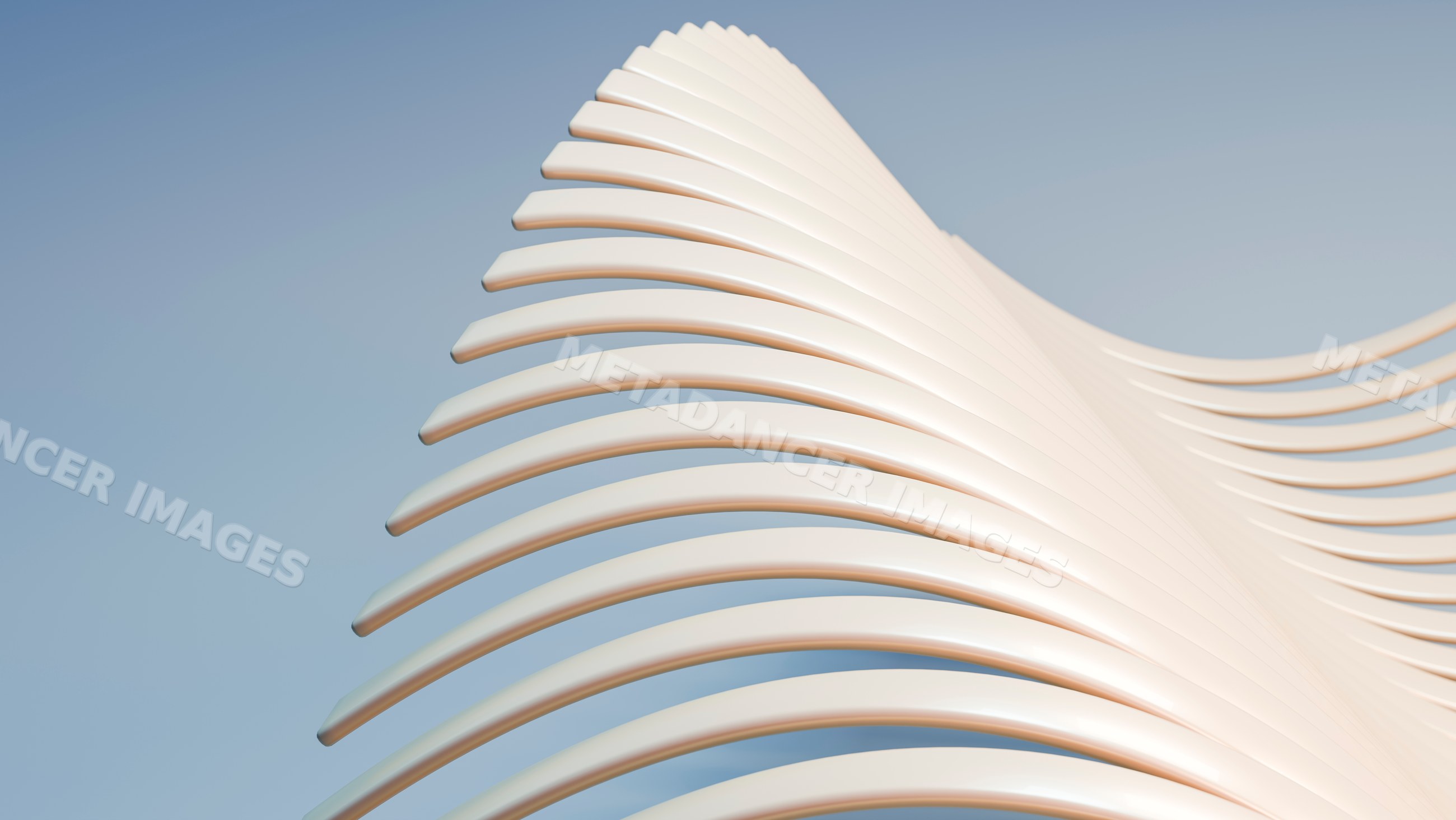 Abstract white curved sculpture with fluid flowing lines