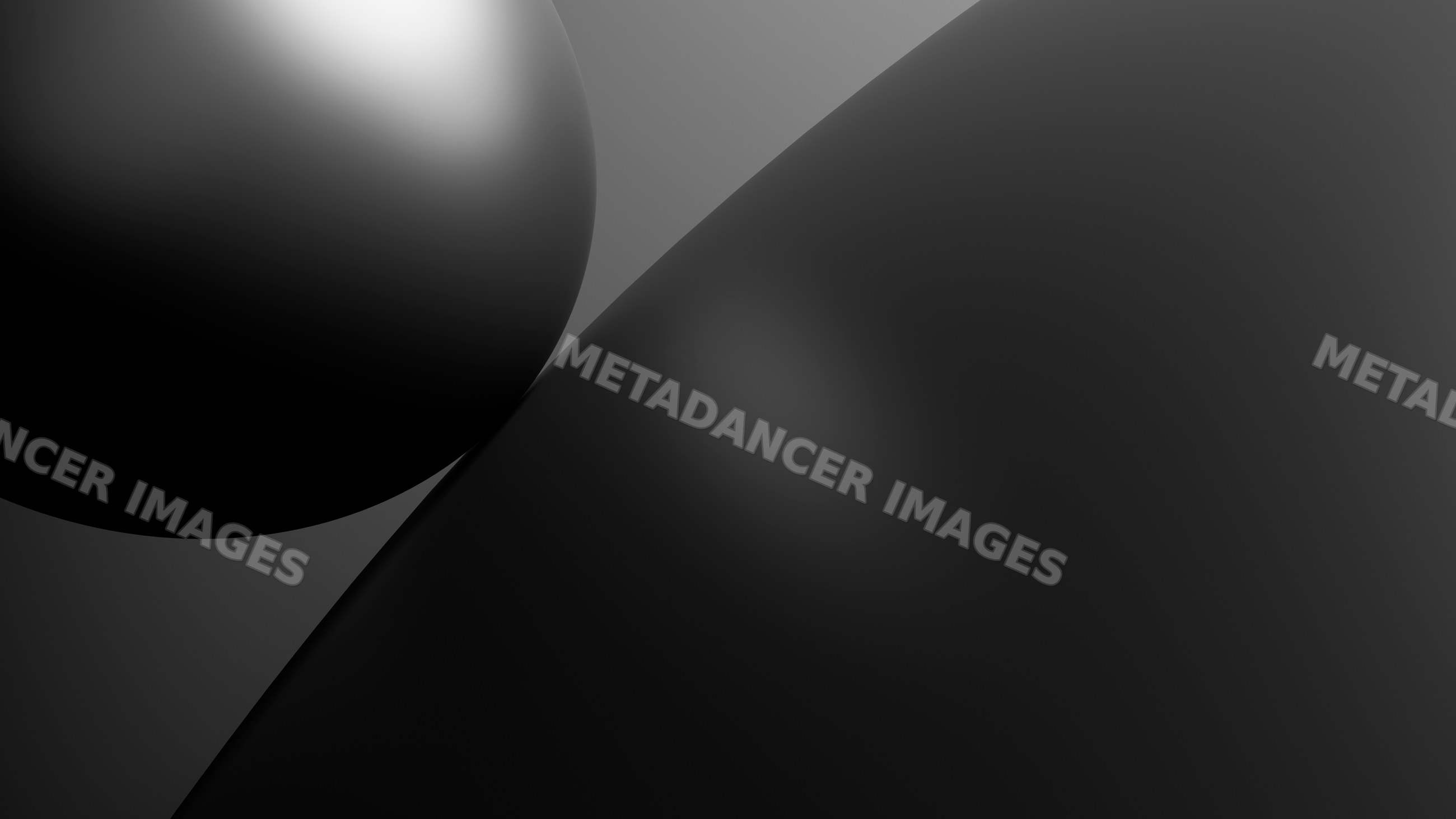 Black smooth curved shapes digital illustration with dark gradient