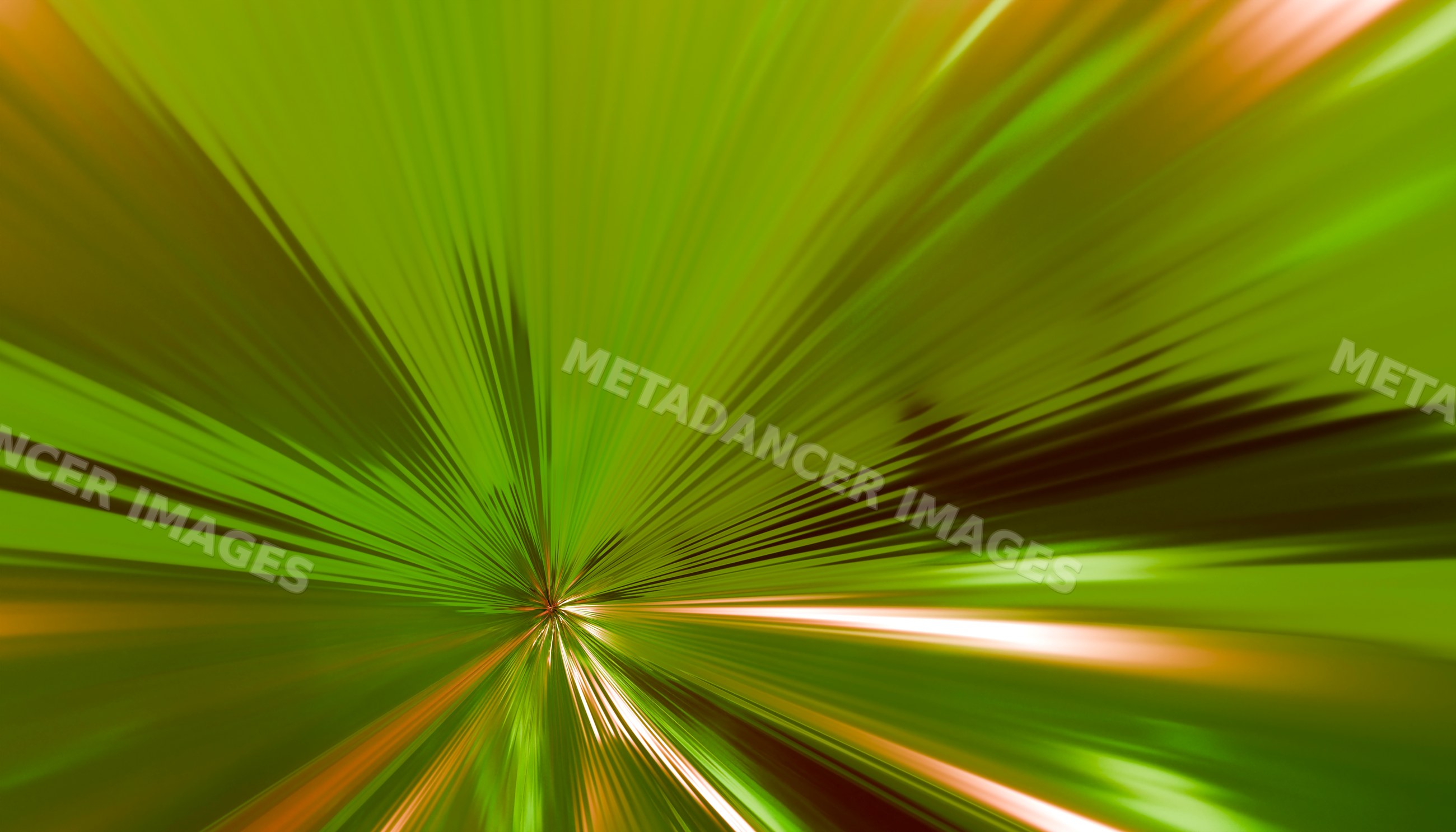 Abstract green radial motion blur with light streaks and dynamic lines
