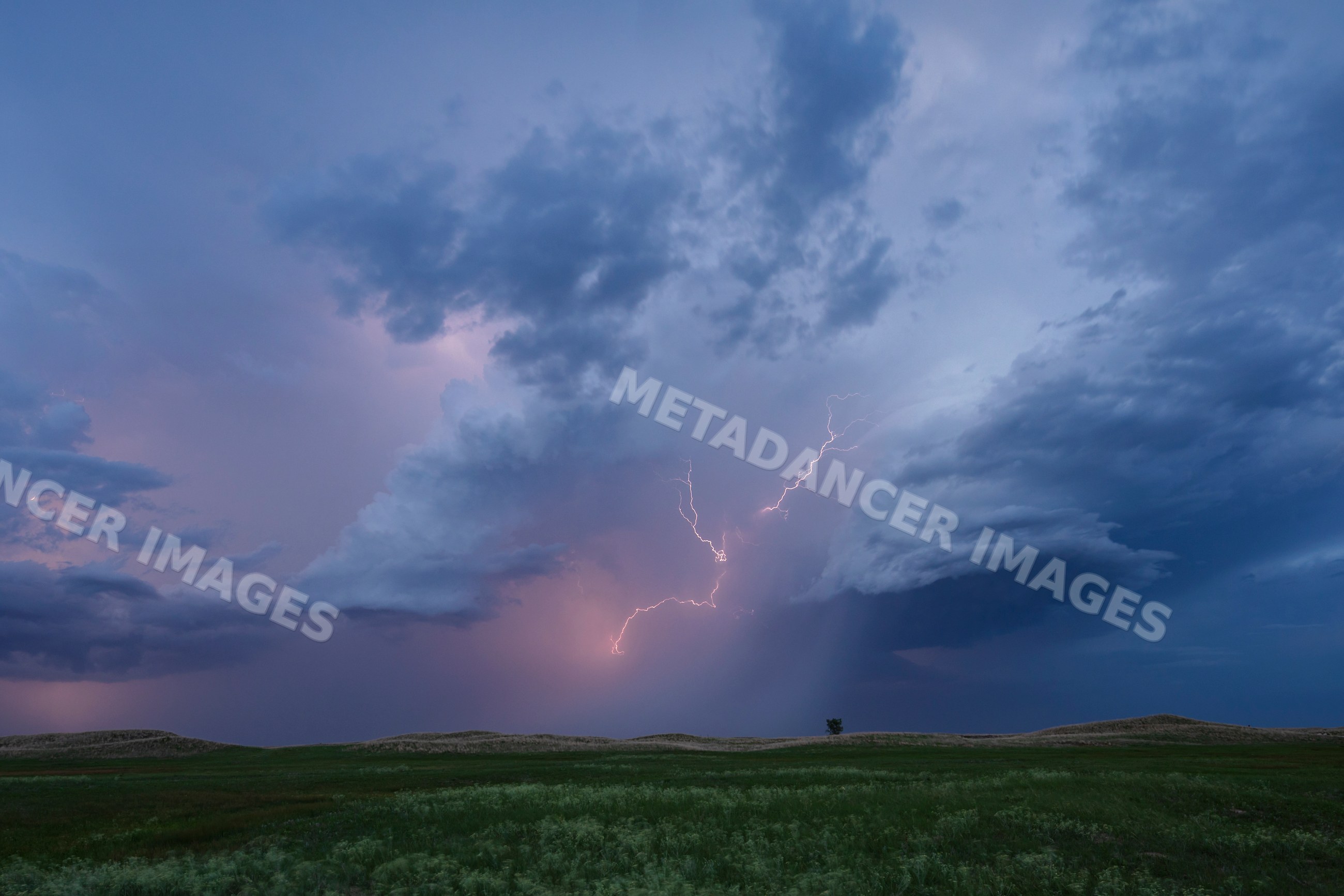 Lightning strike over Nebraska Sandhills