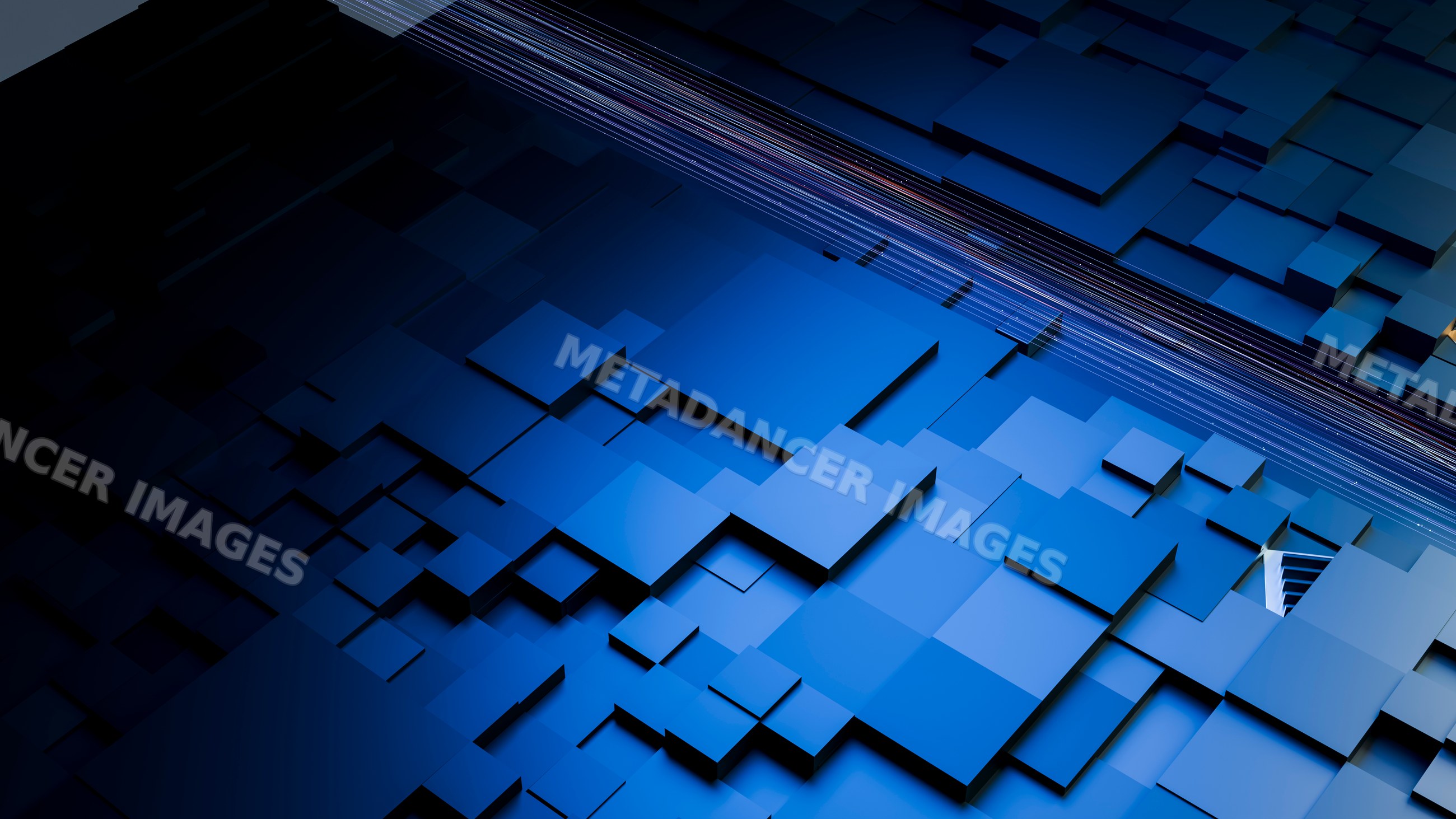 Blue three-dimensional cubes arranged in abstract geometric pattern