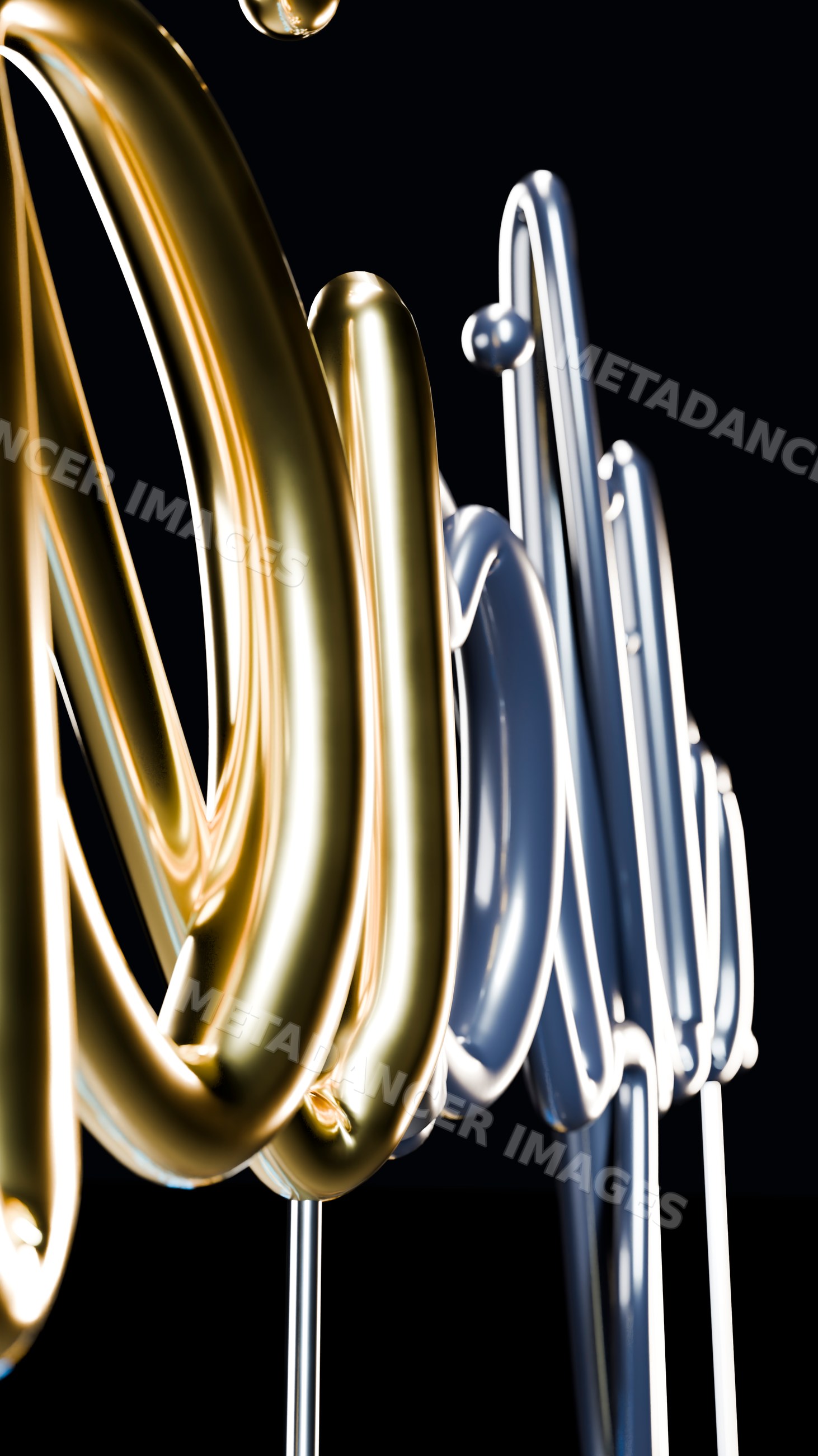 Abstract gold and silver metallic looping sculpture