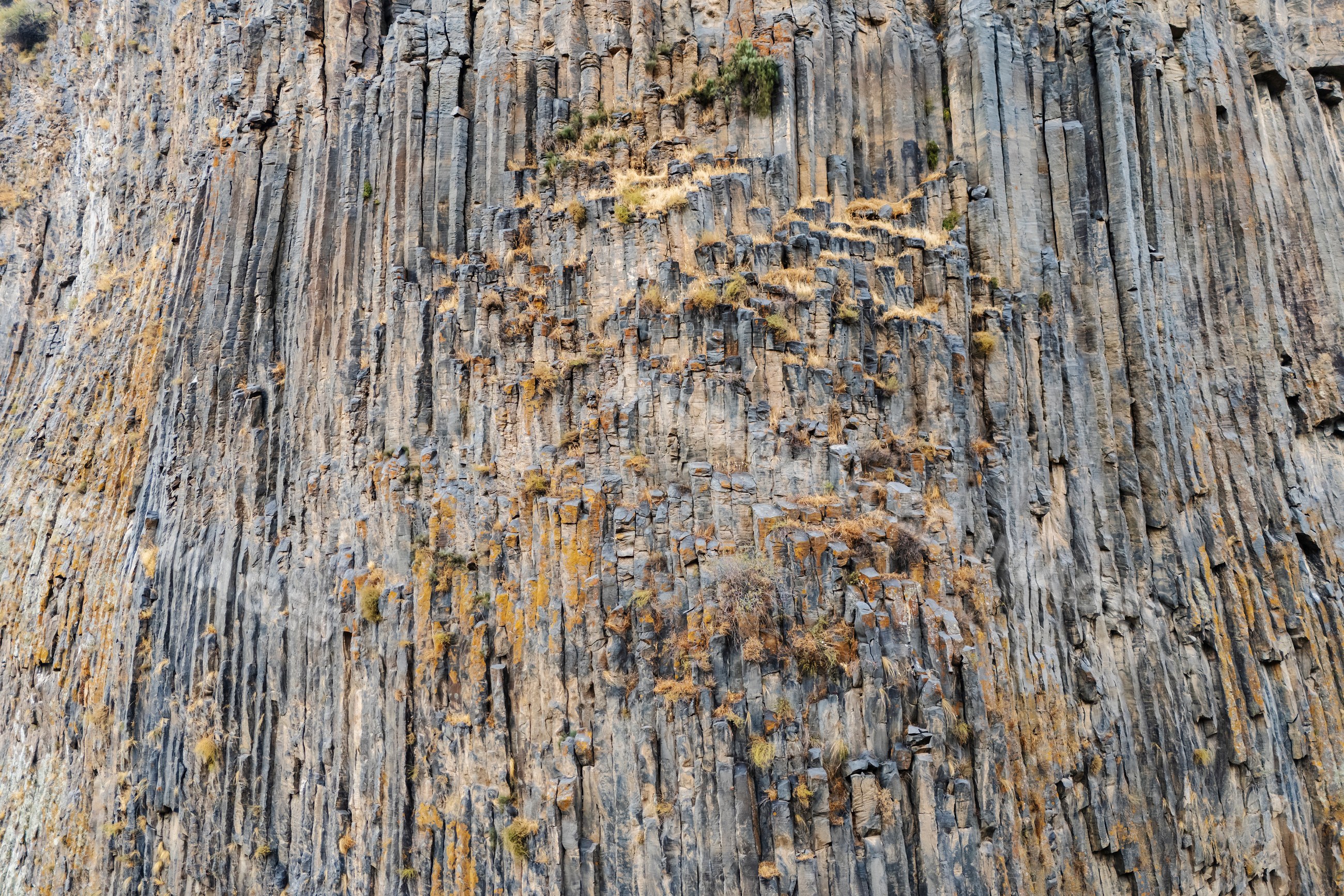 Basalt columns rock formation at Garni Gorge below garni temple