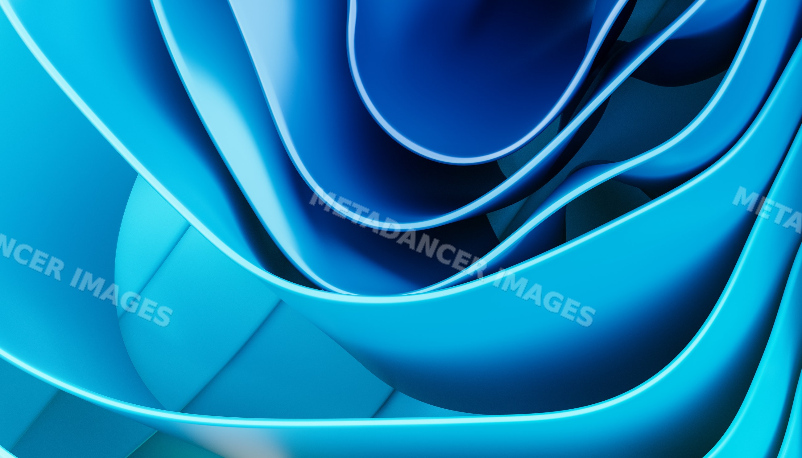 Abstract blue curved ribbons digital art background