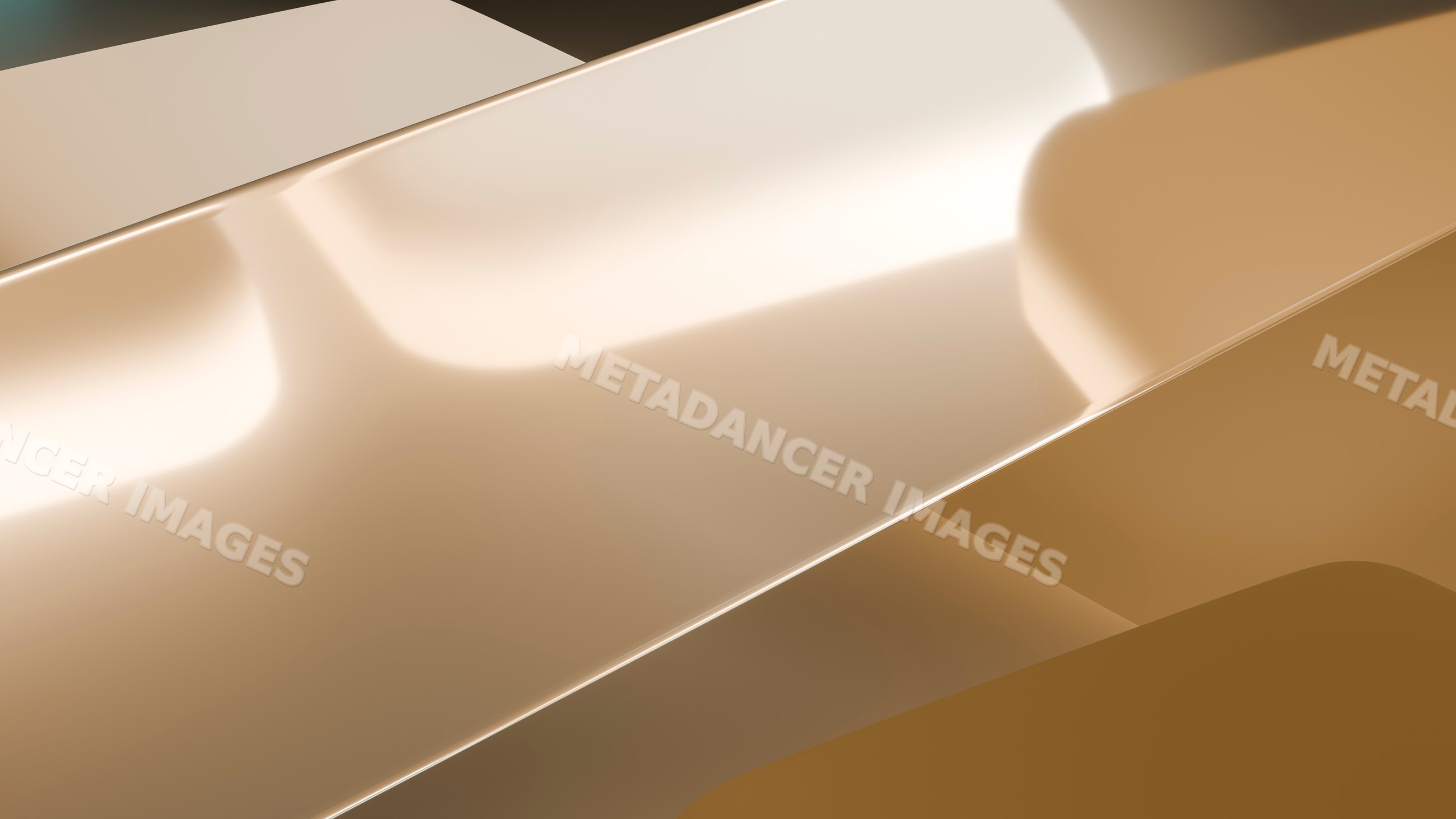 Abstract illustration of smooth shiny curved golden shapes