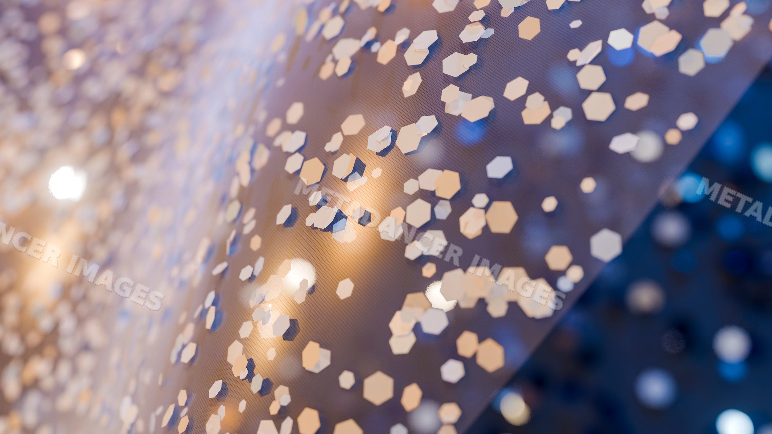 Abstract 3d illustration of varying hexagon shapes on blue textured
