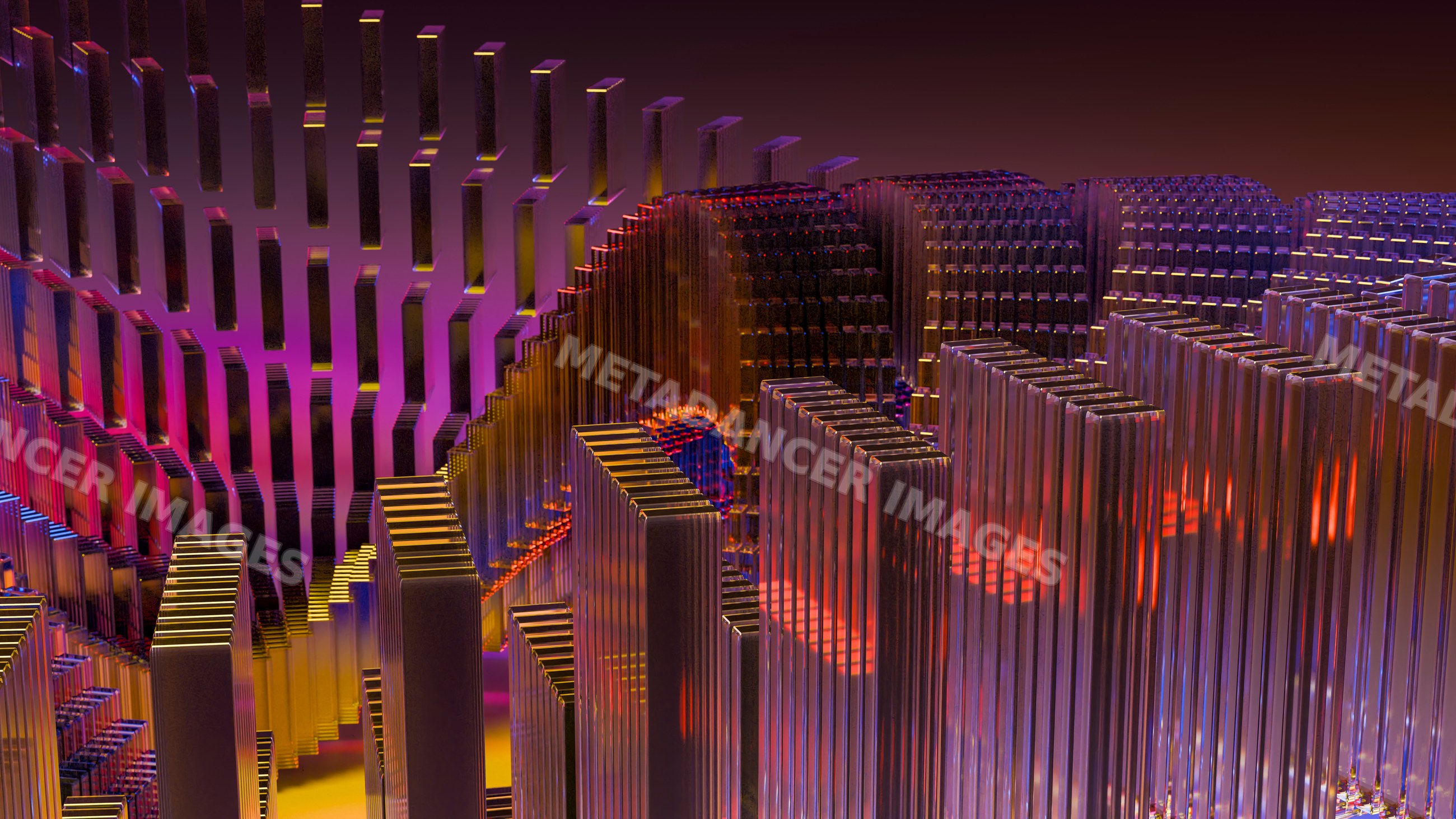 Abstract 3d digital illustration of colorful vertical glass ridges