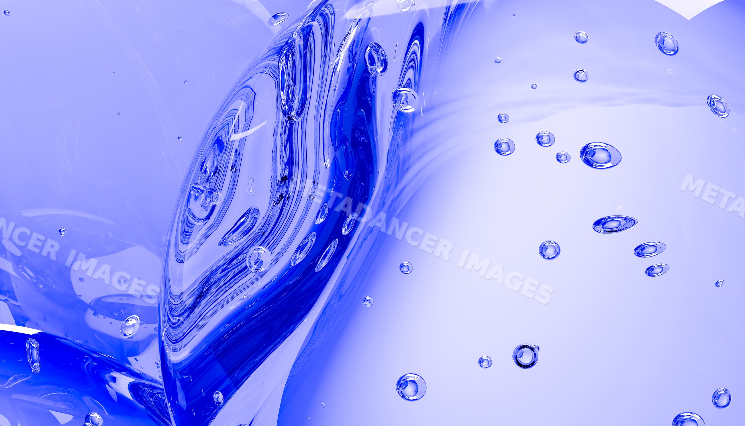 Abstract blue viscous liquid with bubbles in digital illustration