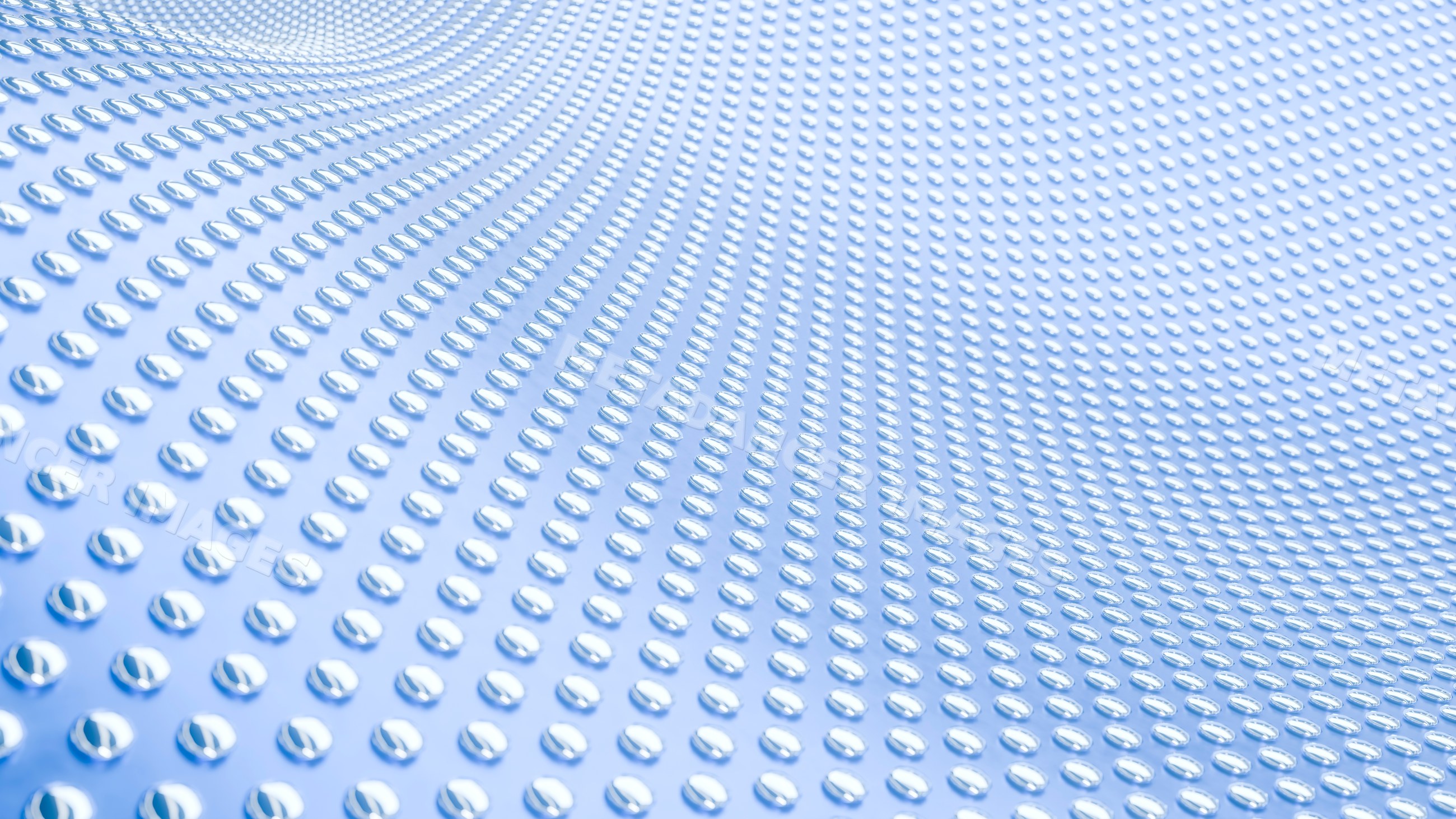 Blue surface with reflective dot pattern and wavy abstract design